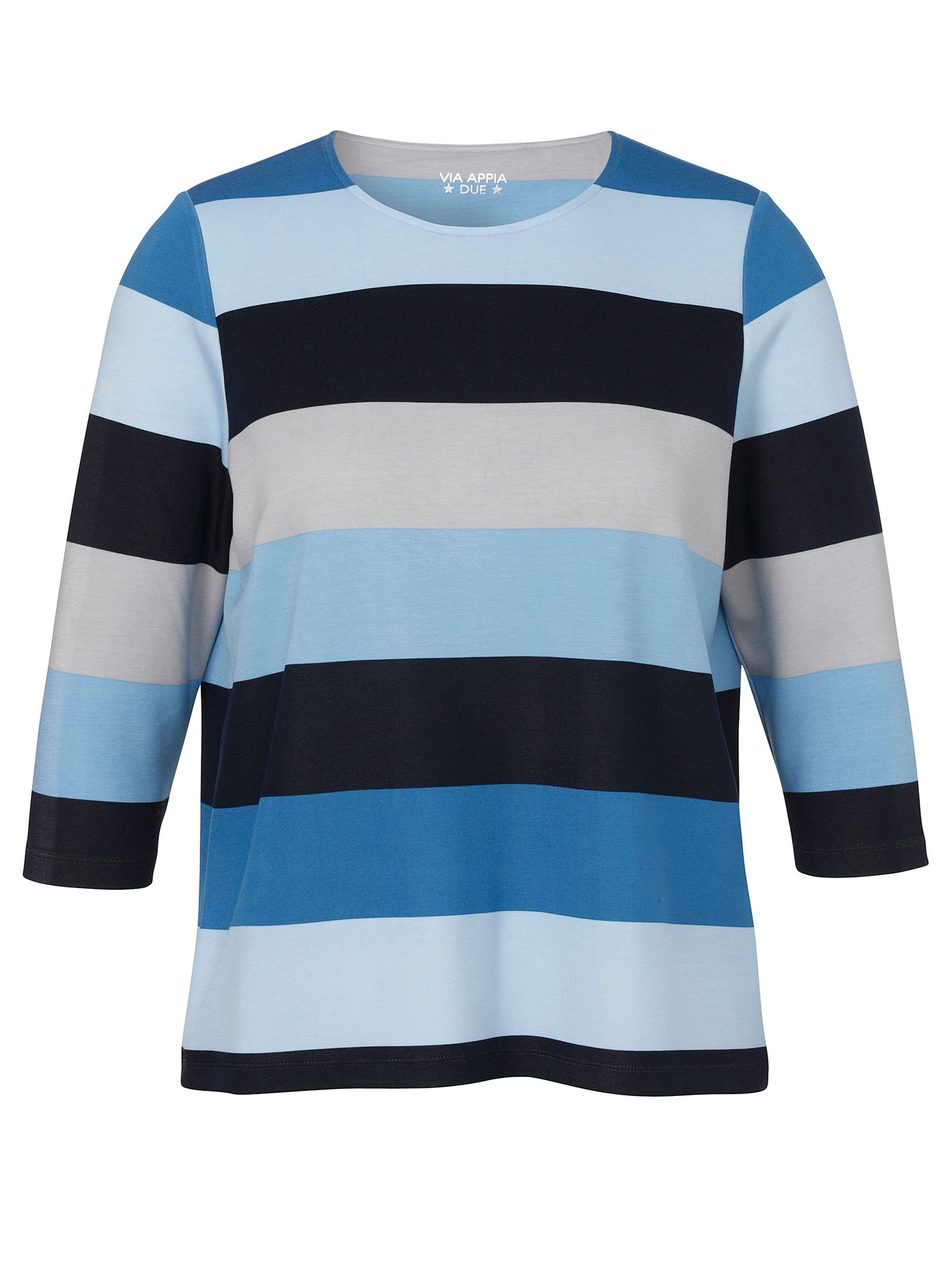 3/4 Arm-Sweatshirt im Blockringel aus Viskose-Mix