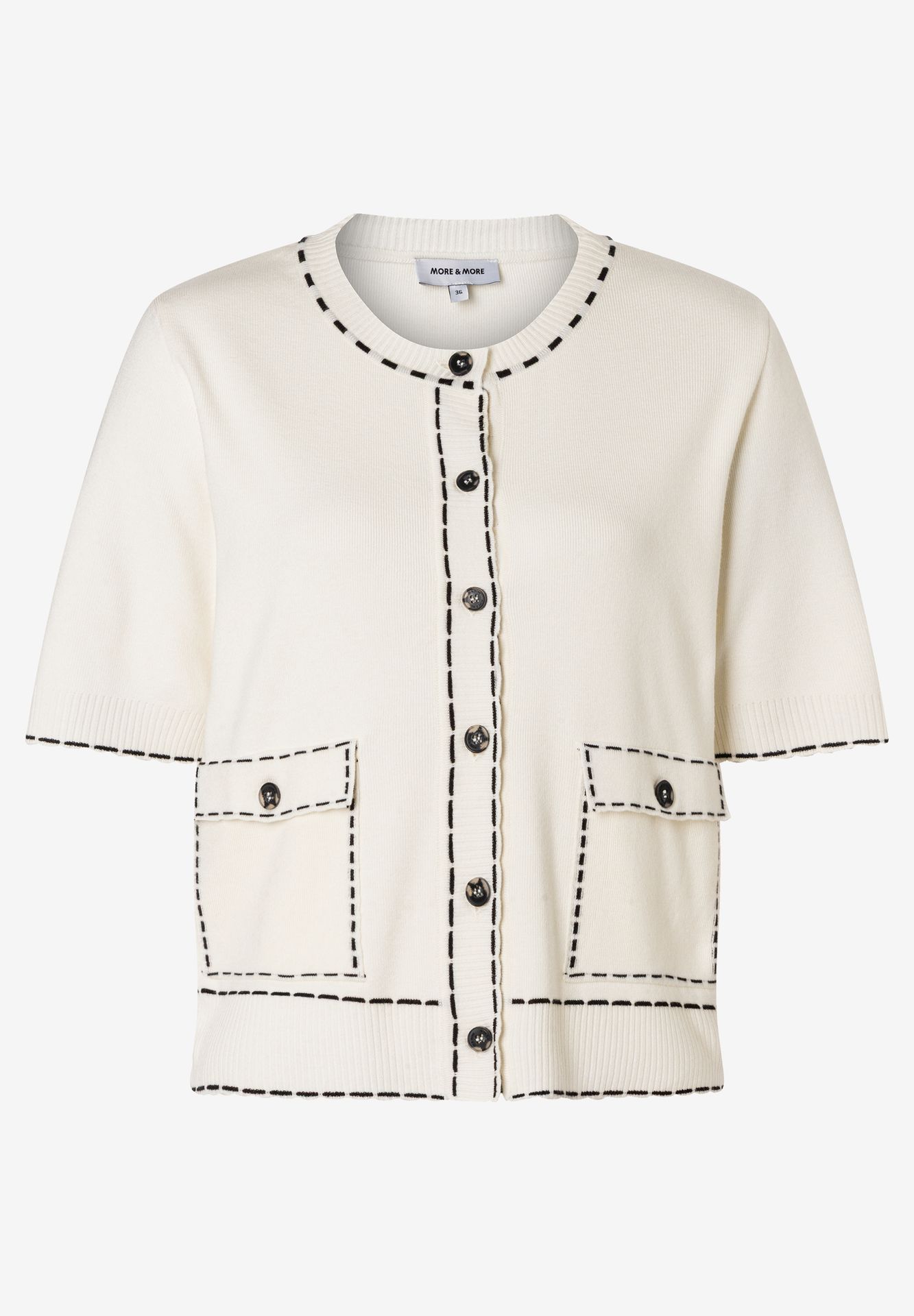 1/2 Arm Strick-Cardigan mit Kontrastnaht im Chanel-Stil aus Viskose-Mix
