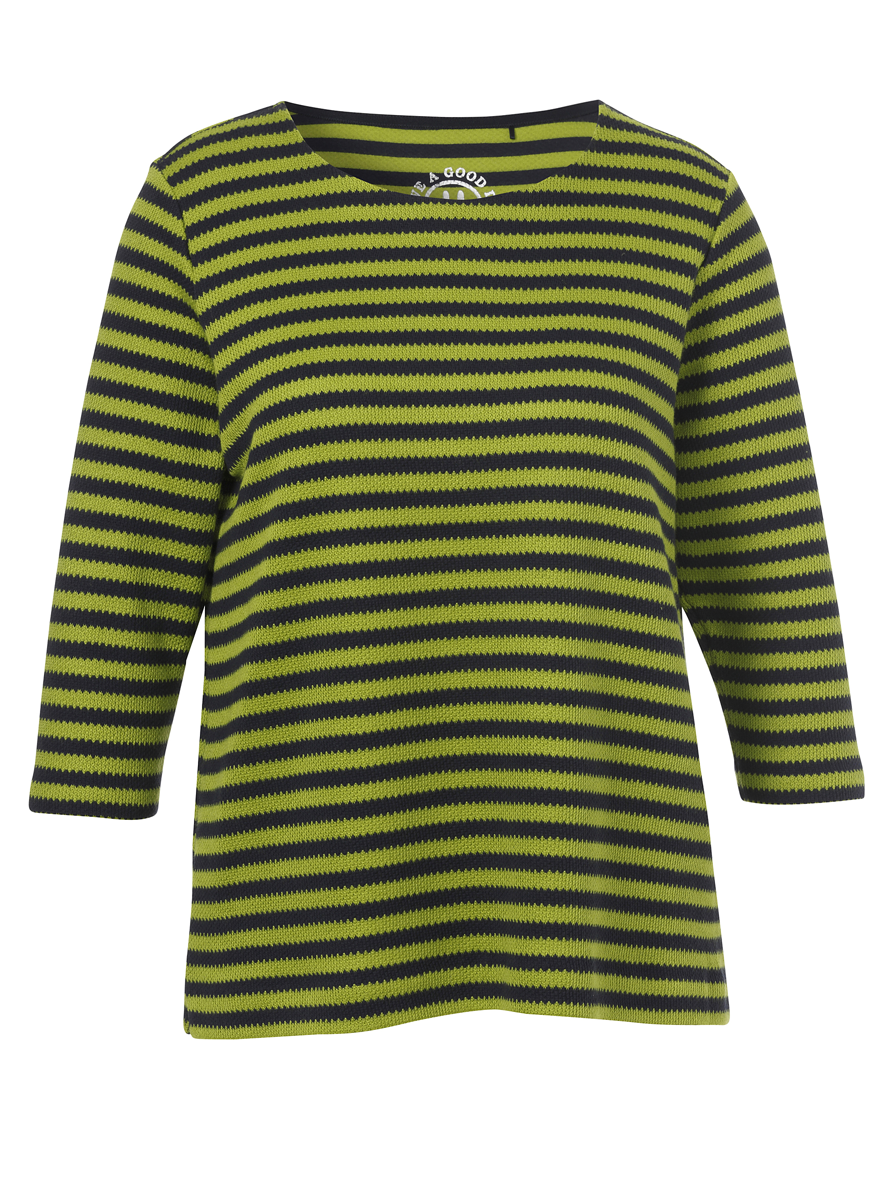 geringeltes Sweatshirt mit U-Boot-Ausschnitt und 3/4 Arm