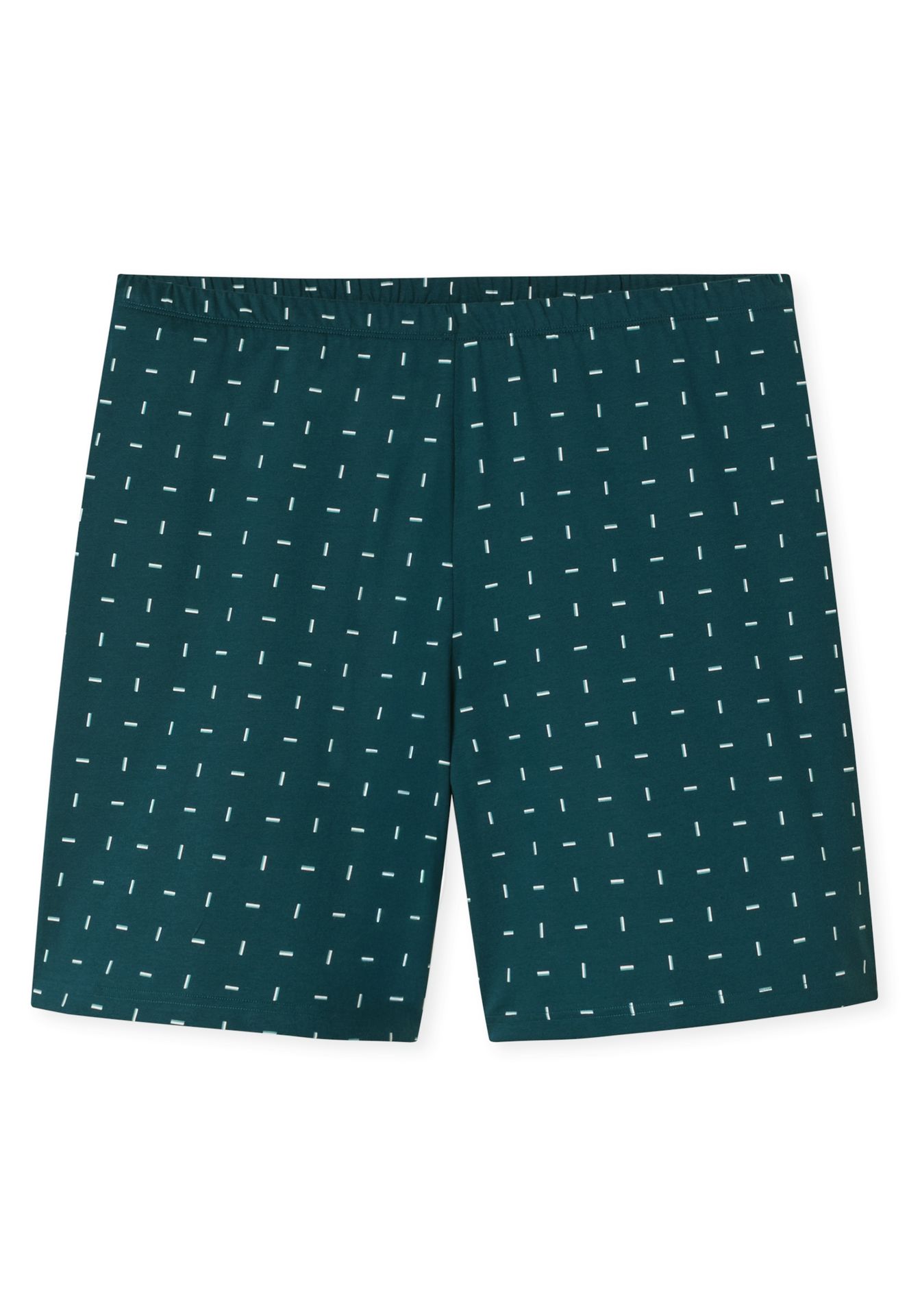 kurzer Herren-Schlafanzug mit uni Oberteil und gemusterter Hose aus reinem Baumwoll-Jersey