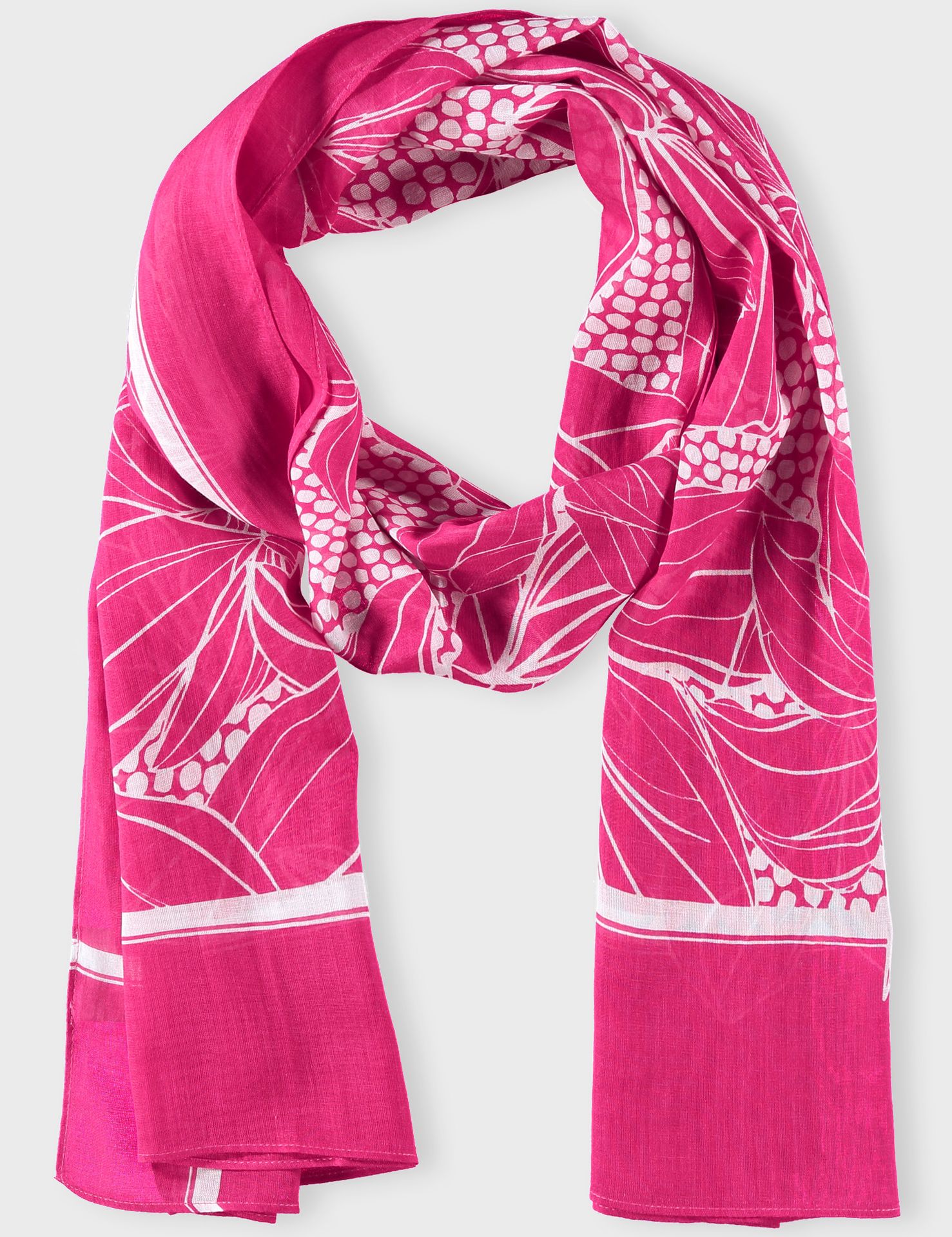 Chiffon-Schal mit Allover-Blätter-Print