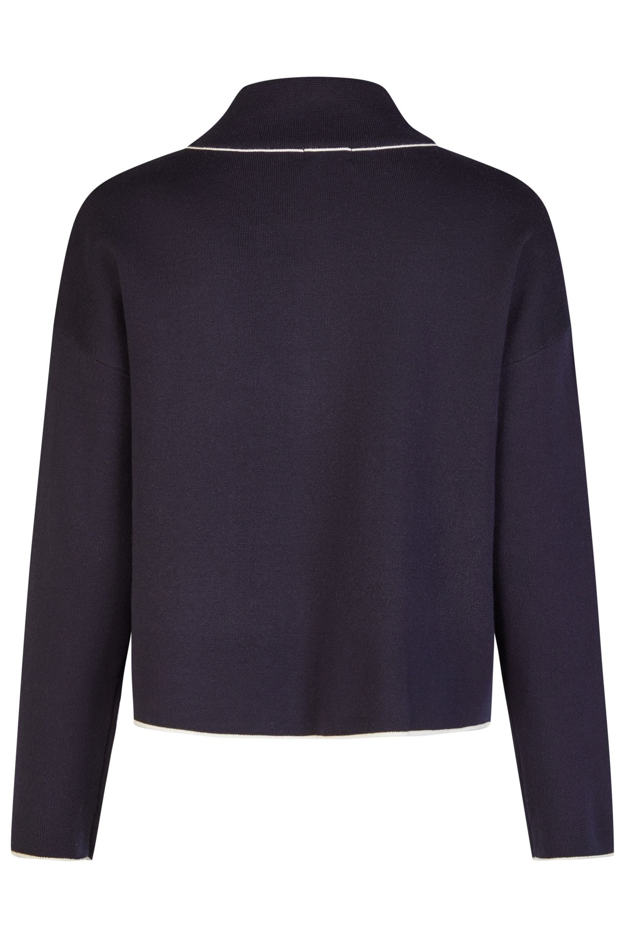 modisch kurze Strickjacke mit Kontrastpaspel und Zipper aus Baumwoll-Mix