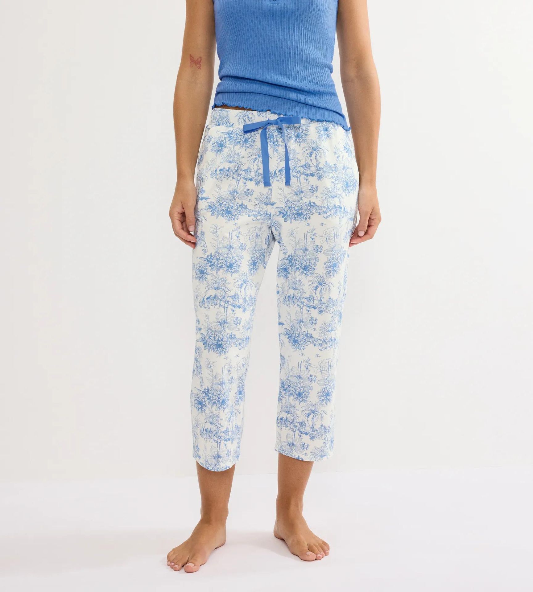 Sleepwear-Hose "Mix & Match 7/8 Trousers 02" mit Allover-Lingerie-Muster aus reinem BAumwoll-Jersey