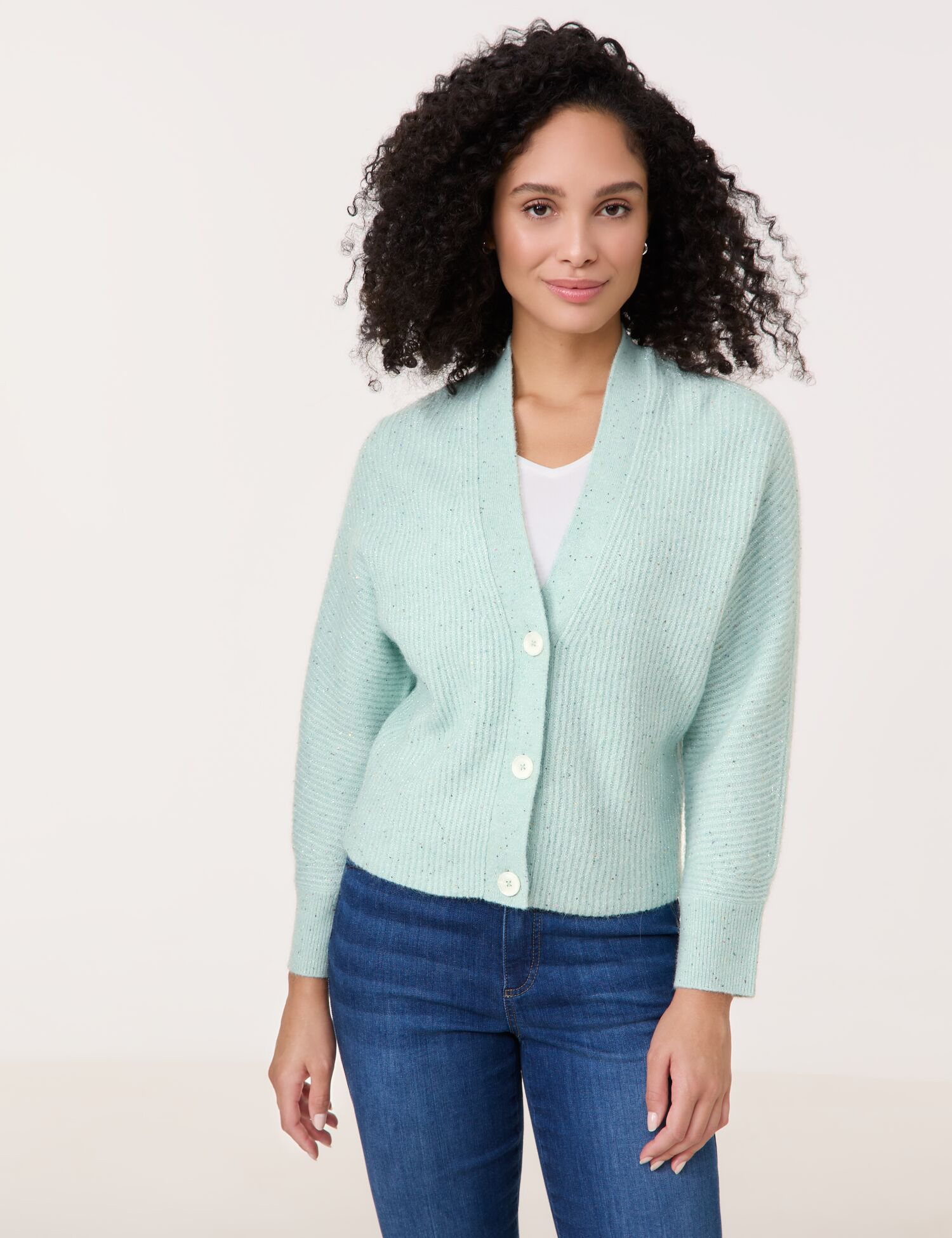 Edel glitzernde Strickjacke aus Alpaka-Woll-Mix