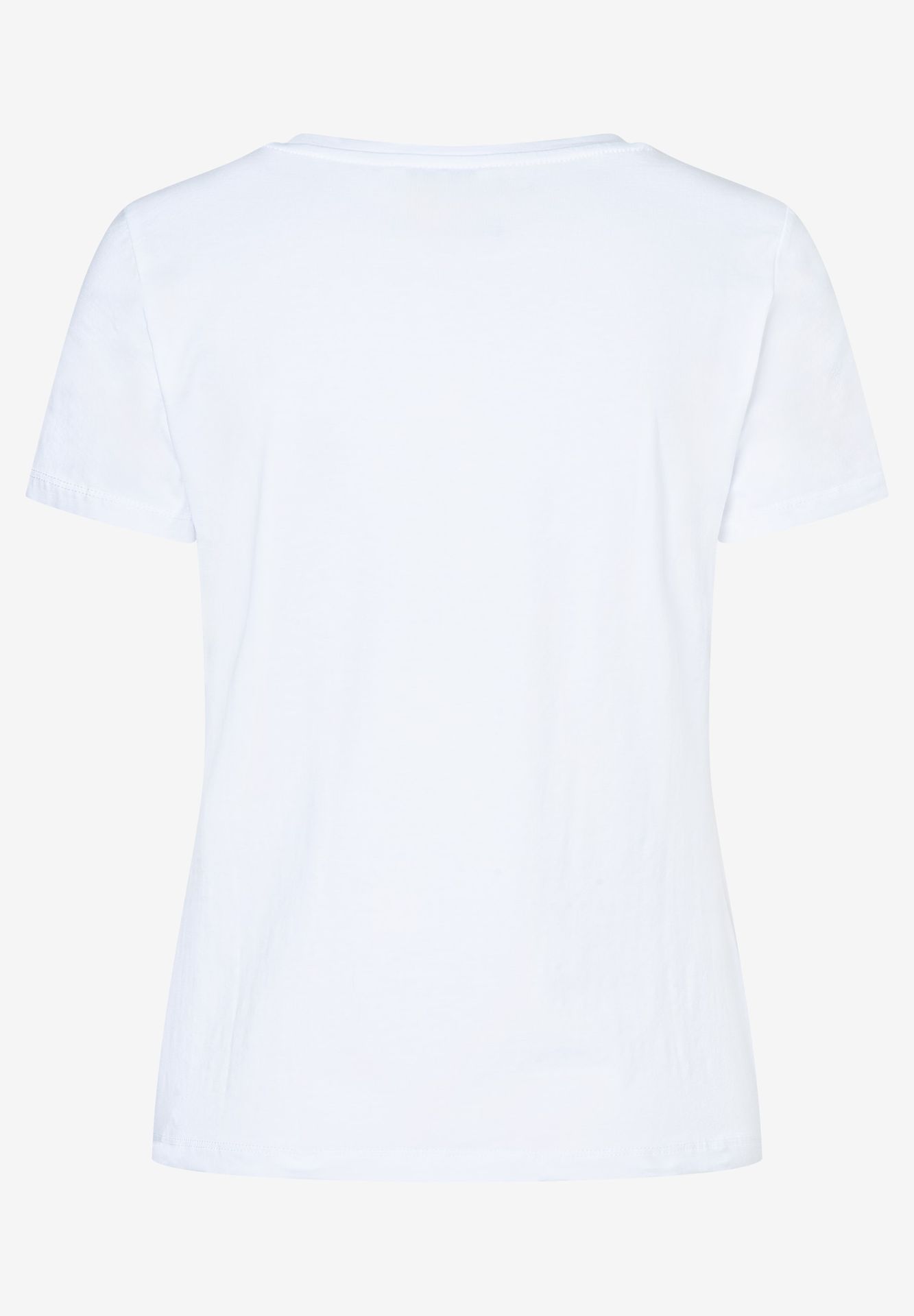 weisses T-Shirt mit Wording-Front-Motiv aus aufgestickten Perlen aus Baumwoll-Jersey