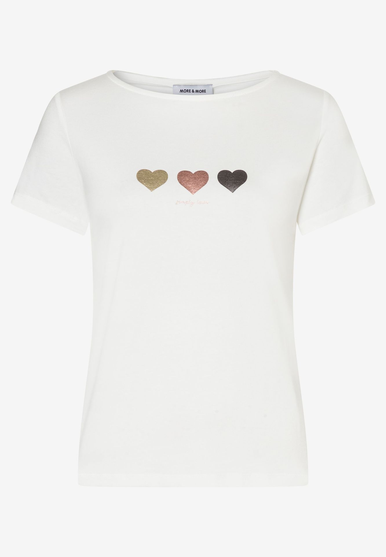 weisses T-Shirt mit Herz-Front-Print aus Baumwoll-Modal-Mix