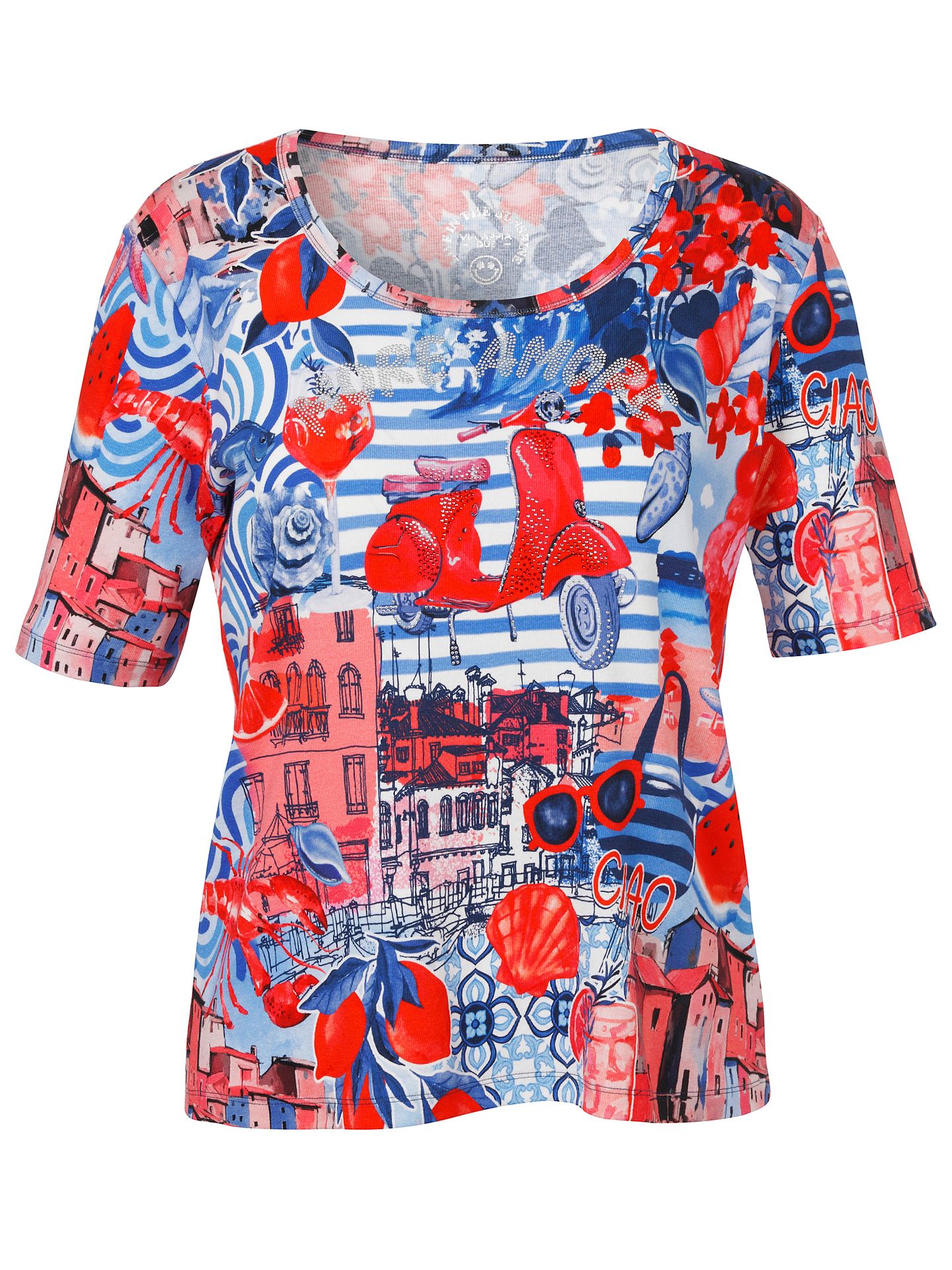 Baumwoll-T-Shirt mit Allover-Motiv-Druck