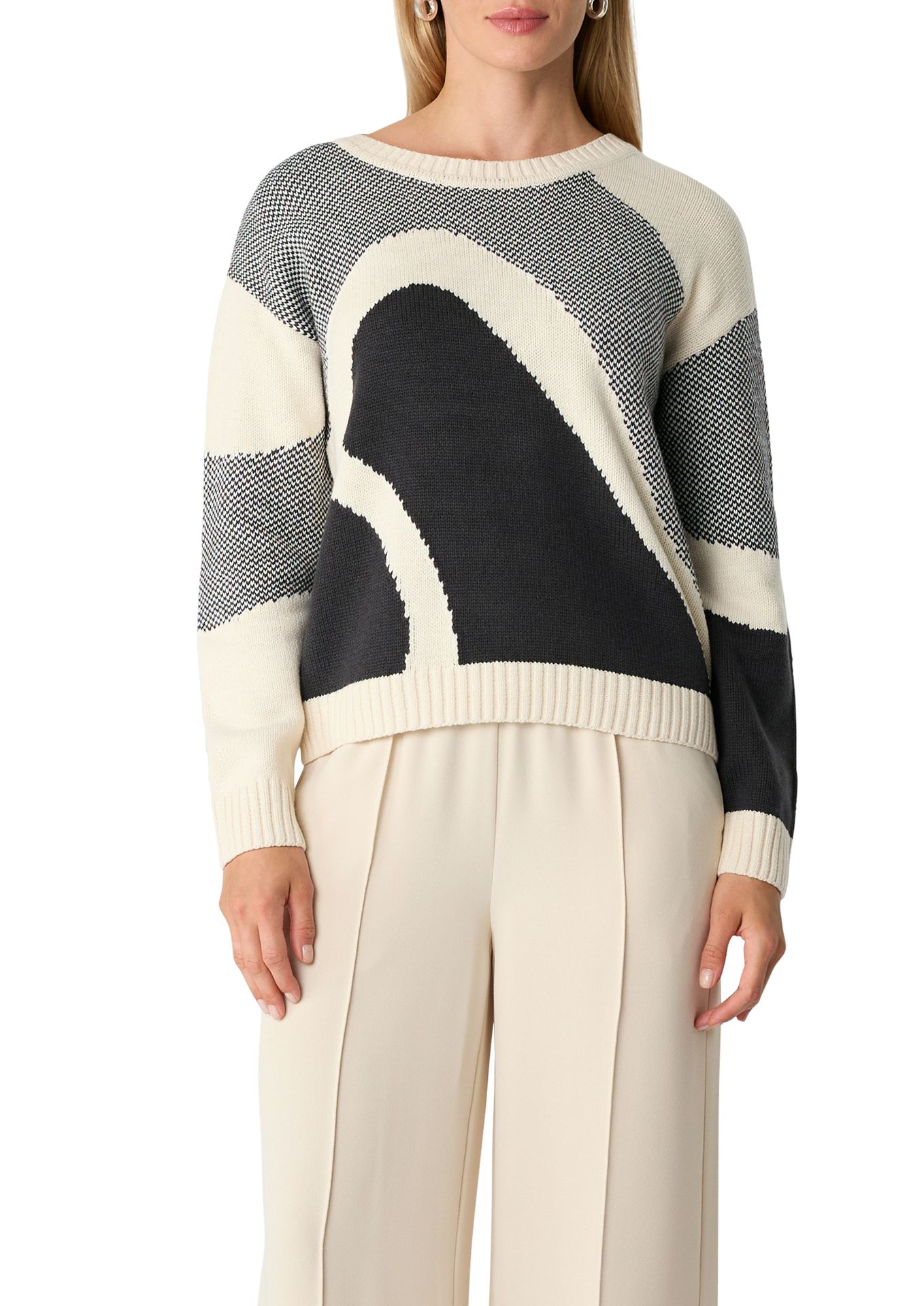 Baumwoll-Strickpullover mit Allover-Intarsienmuster