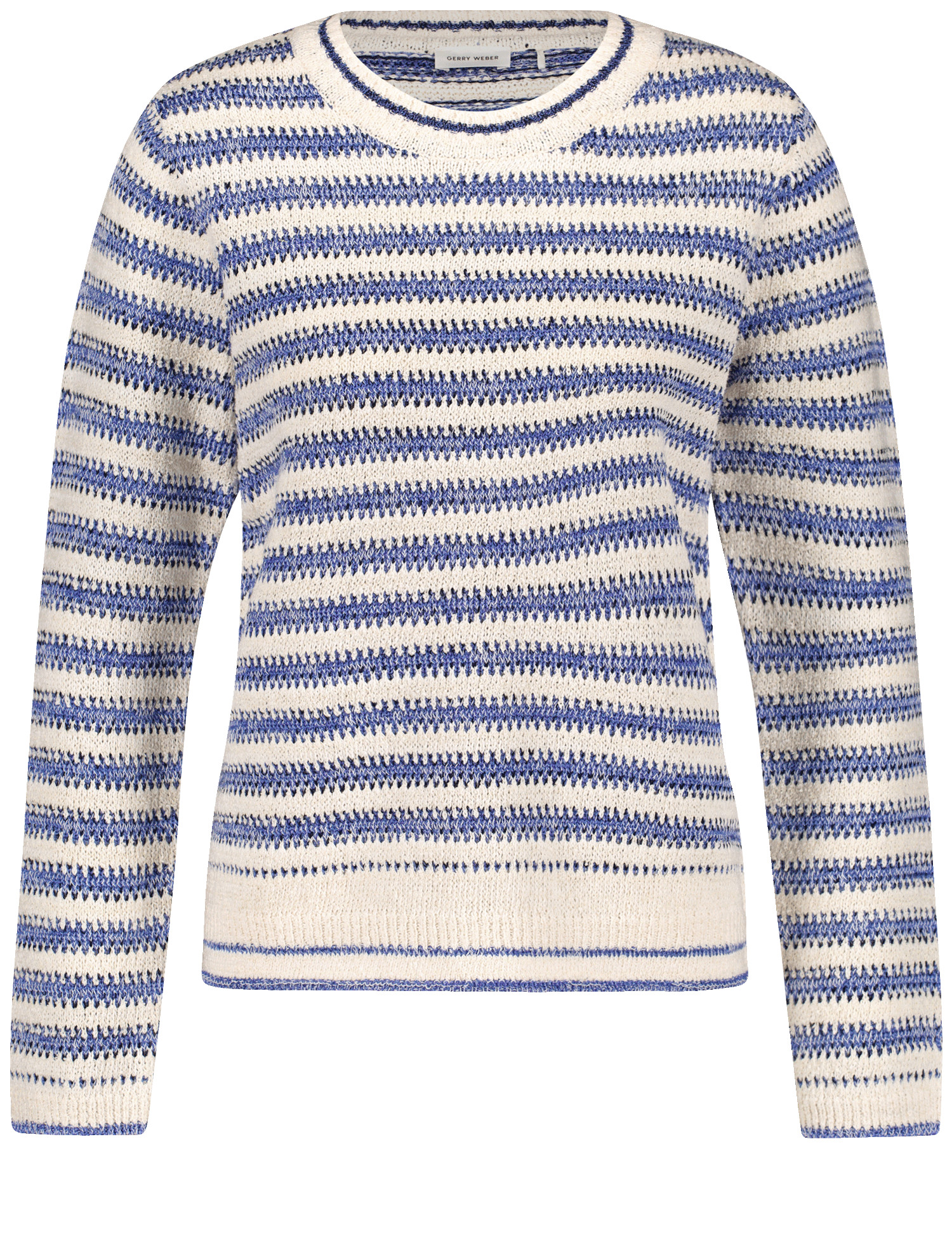 geringelter Sommer-Pullover in Strukturstrick