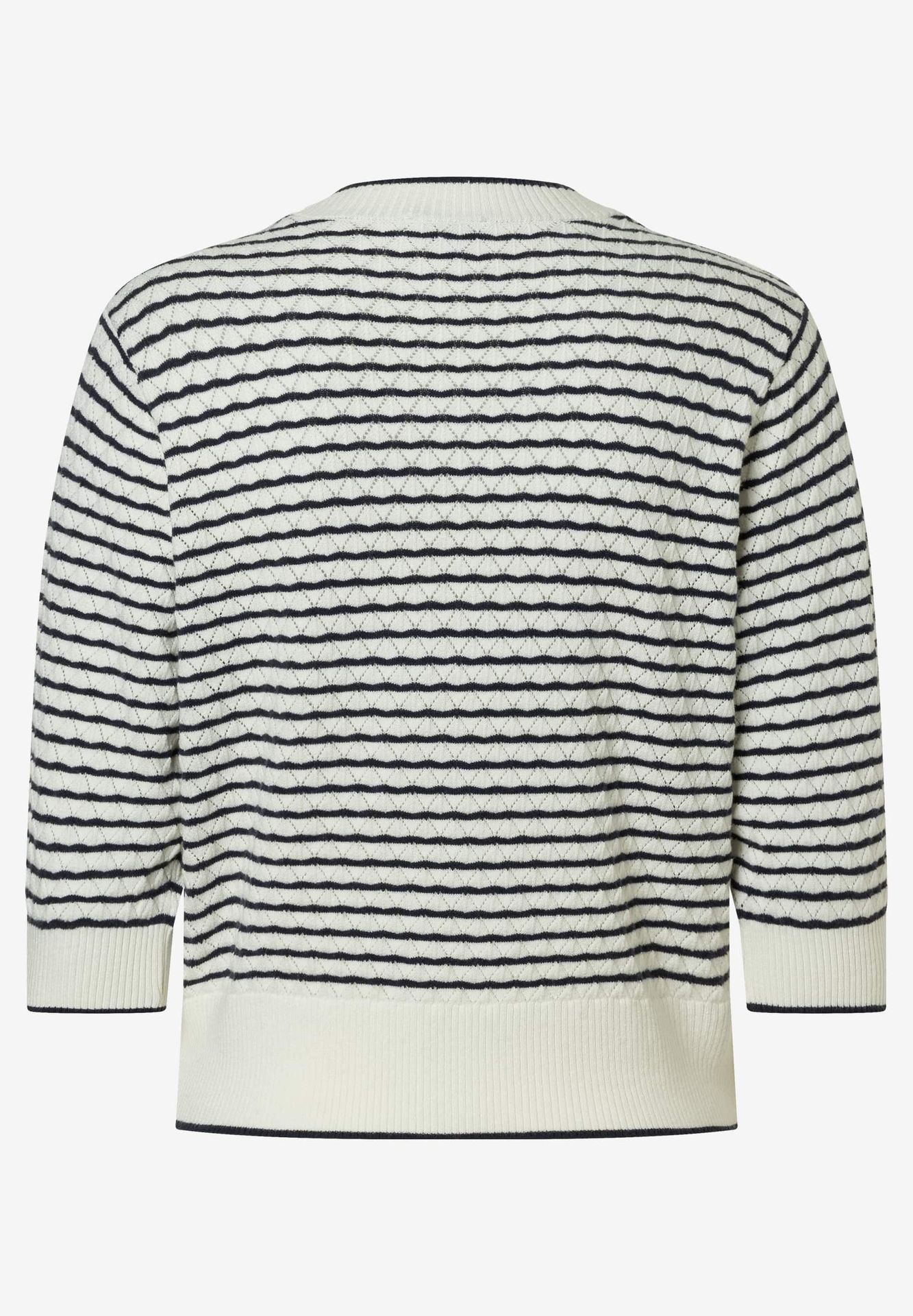 3/4 Arm-Strick-Cardigan mit feinem Ringel aus Viskose-Mix