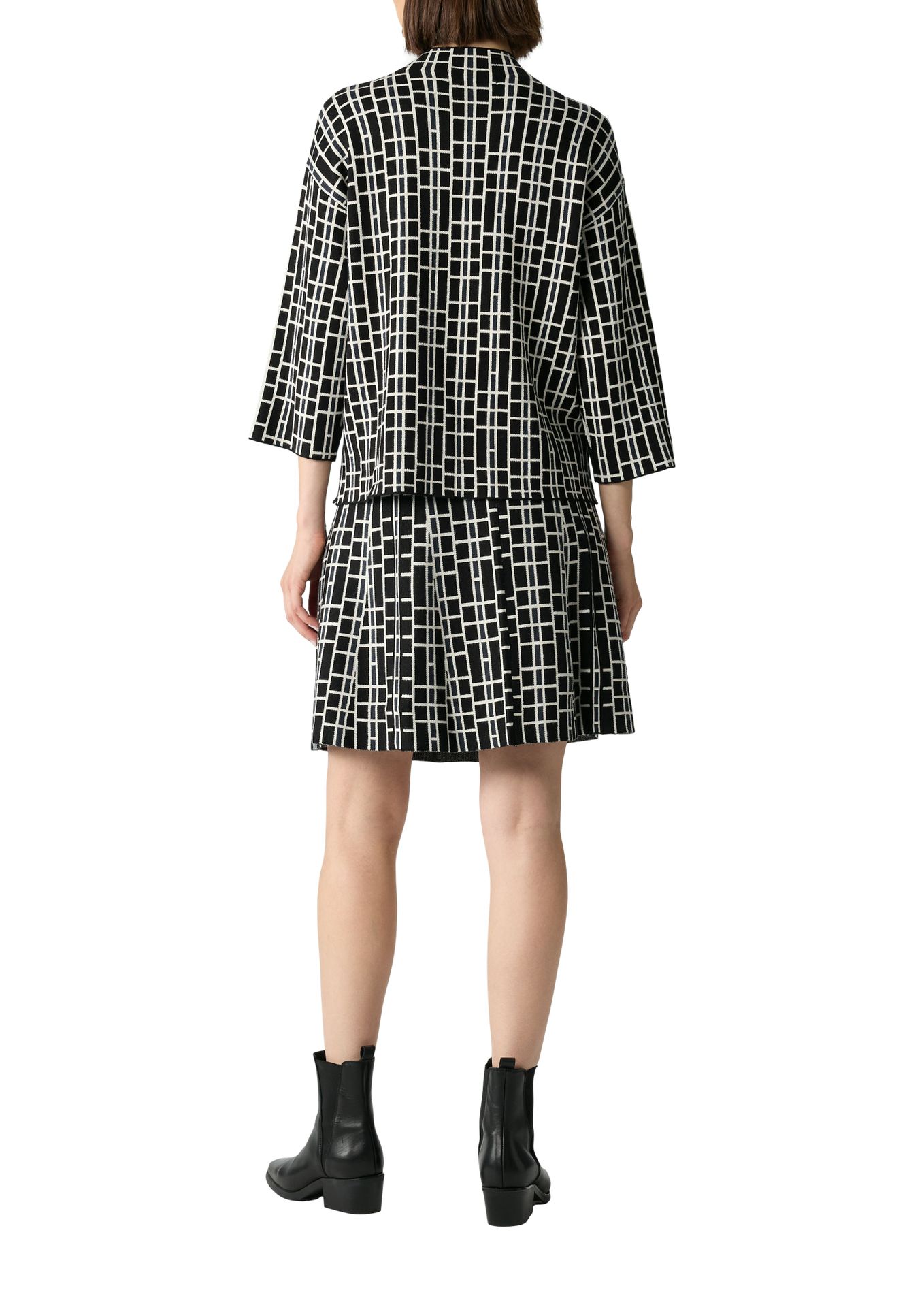 kurzer Rock aus graphischem Jacquard-Strick in Viskose-Mix