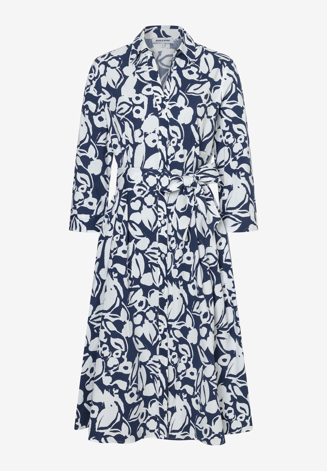 Hemdblusenkleid mit großflächigem Allover-Print aus Baumwoll-Elasthan