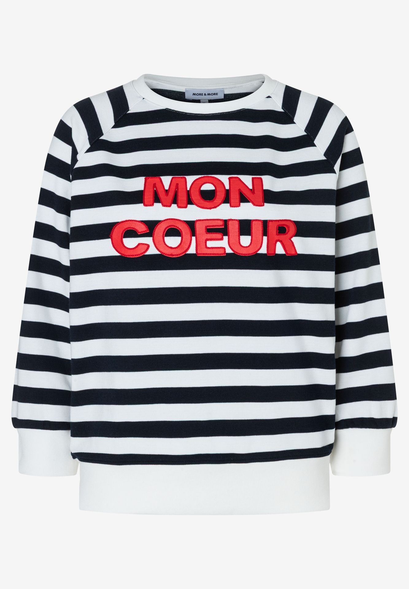 Ringel-Sweatshirt mit rotem Wording-Front-Motiv und Viskose-Anteil