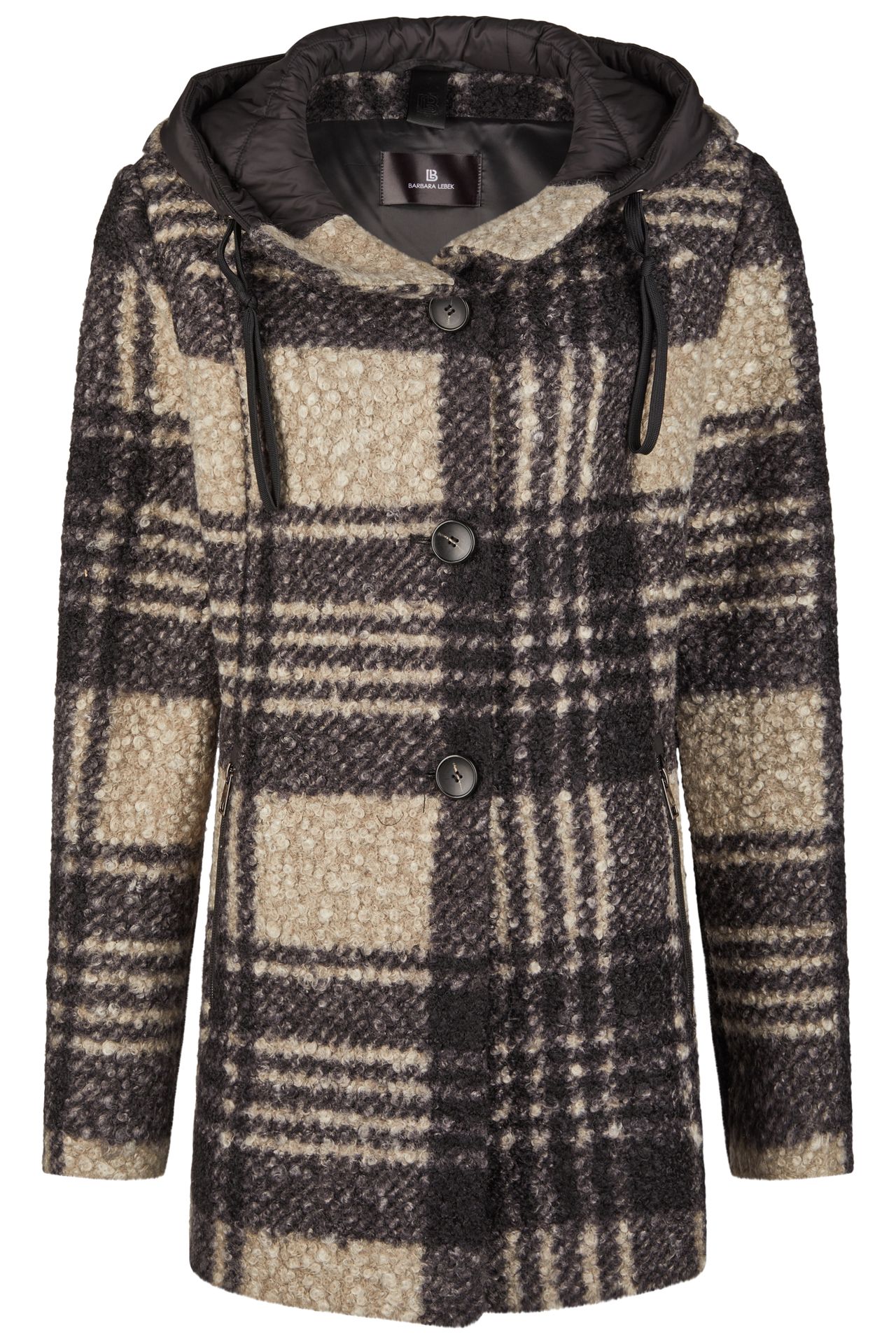 junge kroßkarierte Wolljacke mit Kapuze