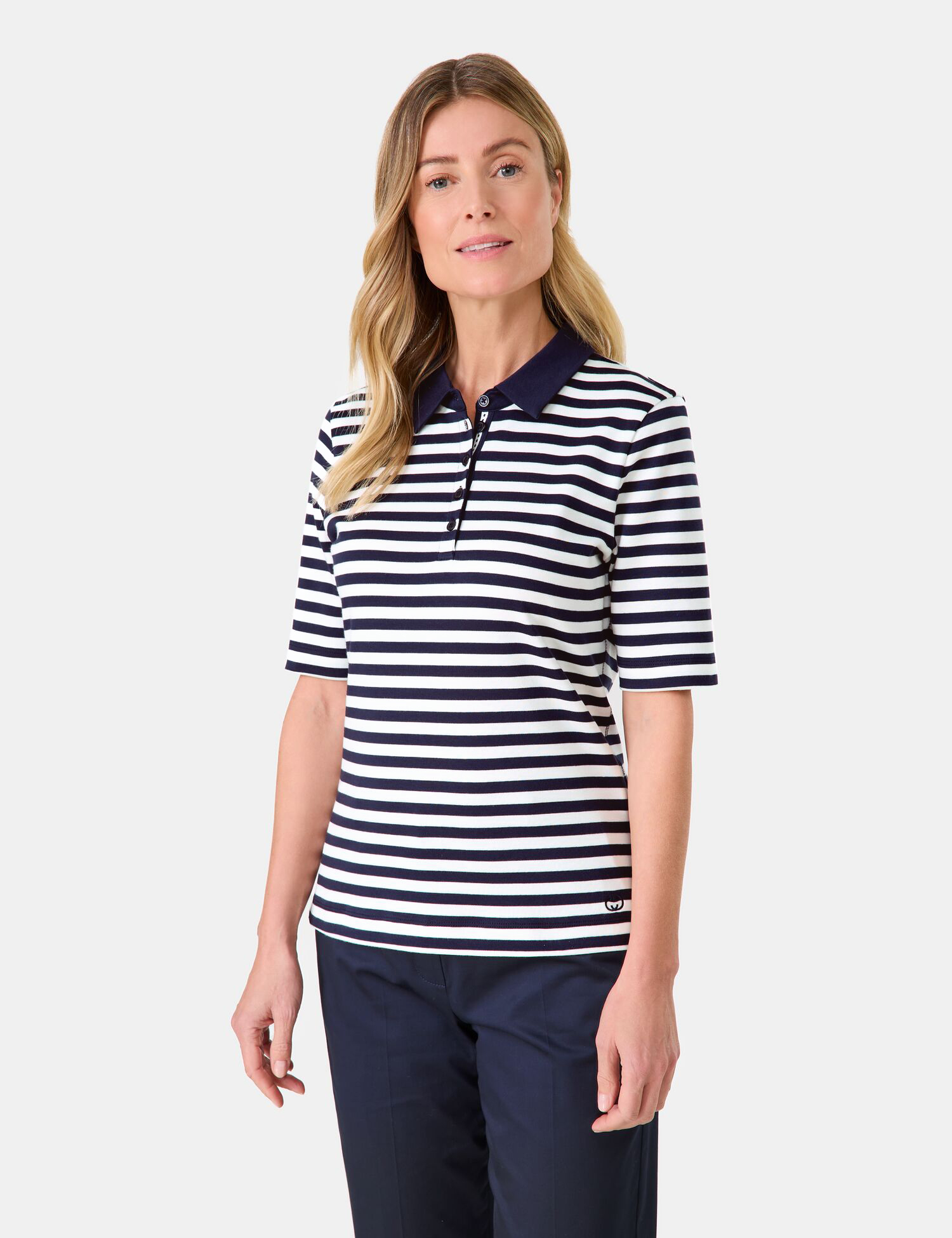 Geringeltes Poloshirt aus reiner Baumwolle