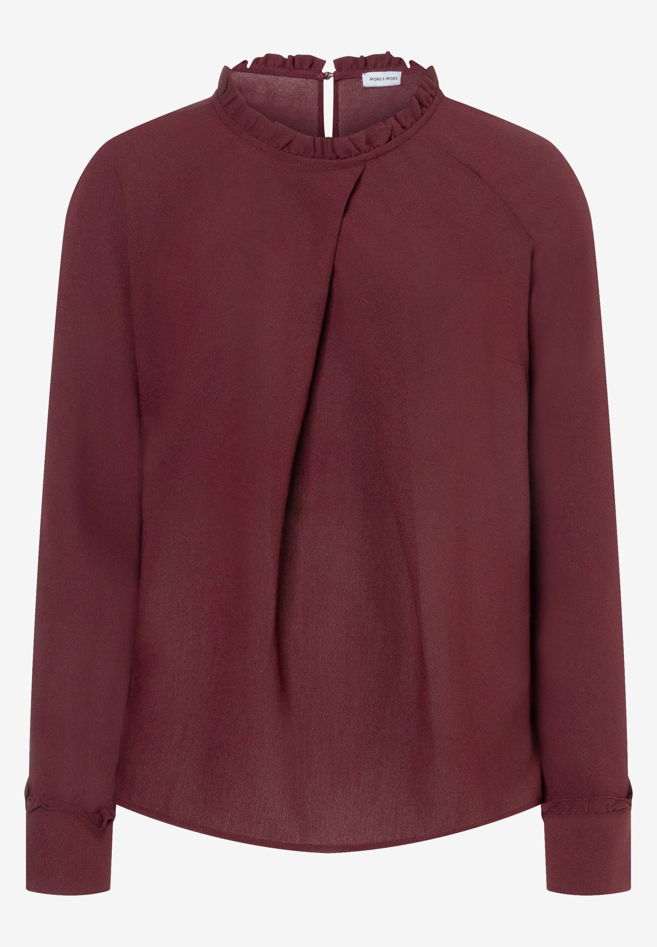 elegante Schlupf-Bluse mit gerüschtem Stehkragen aus Viskose-Crêpe