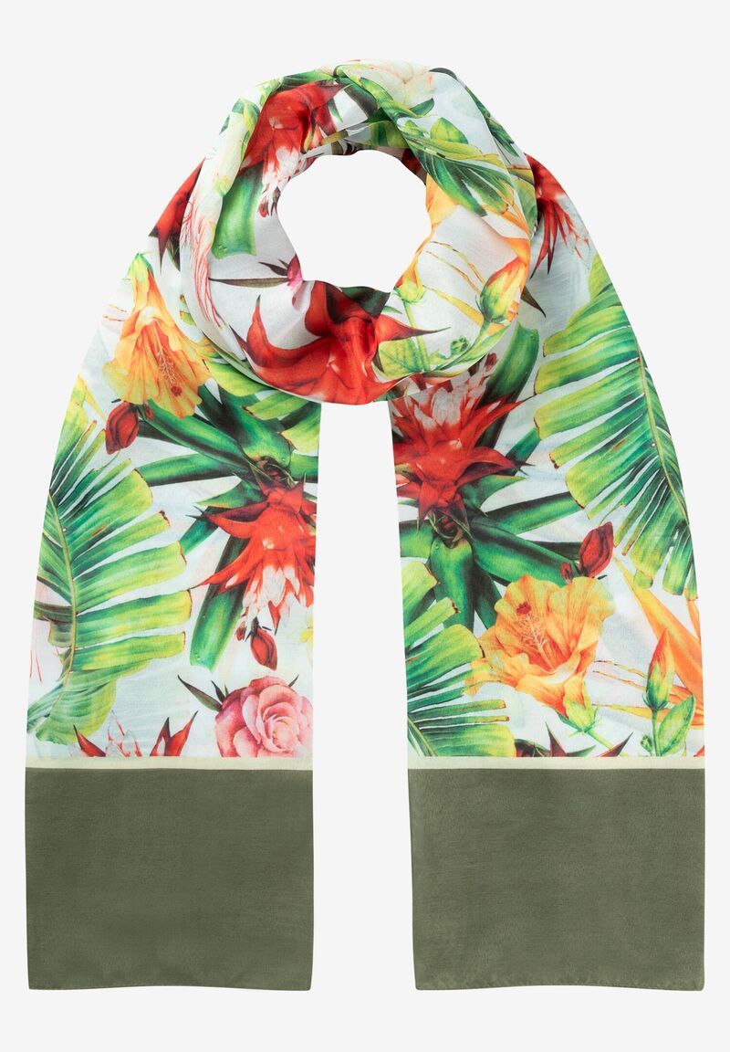 Chiffon-Schal mit tropischem Print
