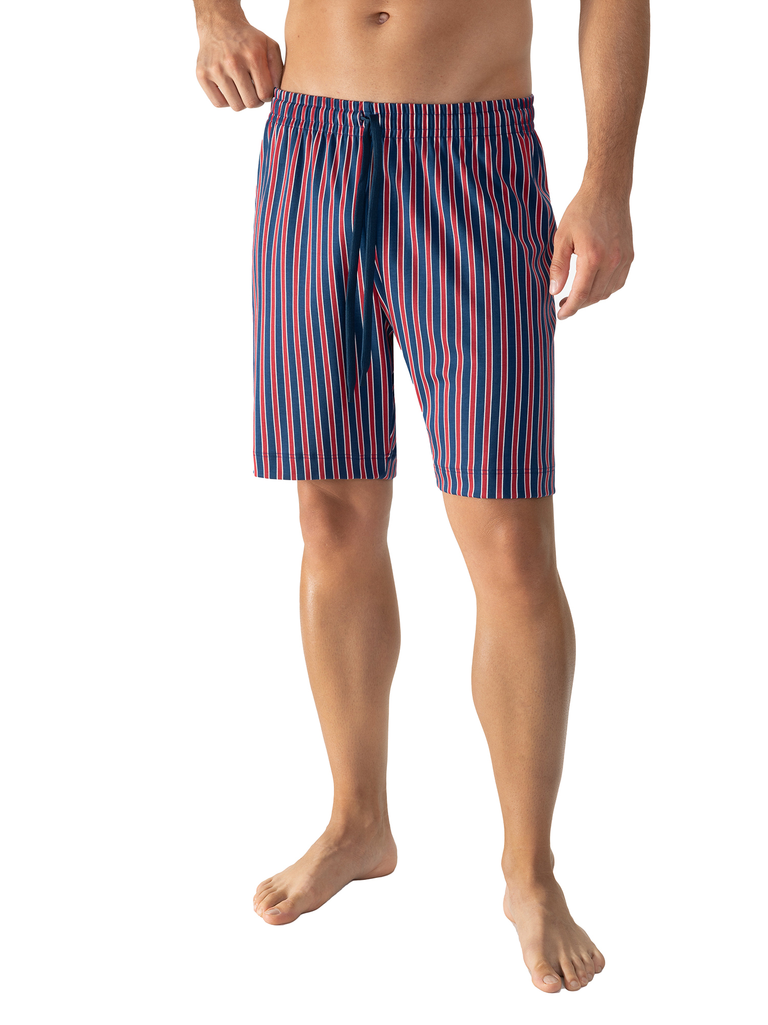 kurze Herren-Lounge-Hose mit Streifen-Muster aus reinem Baumwoll-Jersey