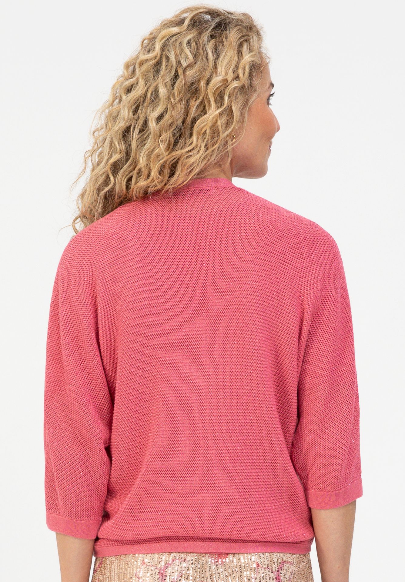edle 3/4 Arm-Strickjacke "VALENTE" in leicht glänzendem Lochstrick aus Viskose-Mix