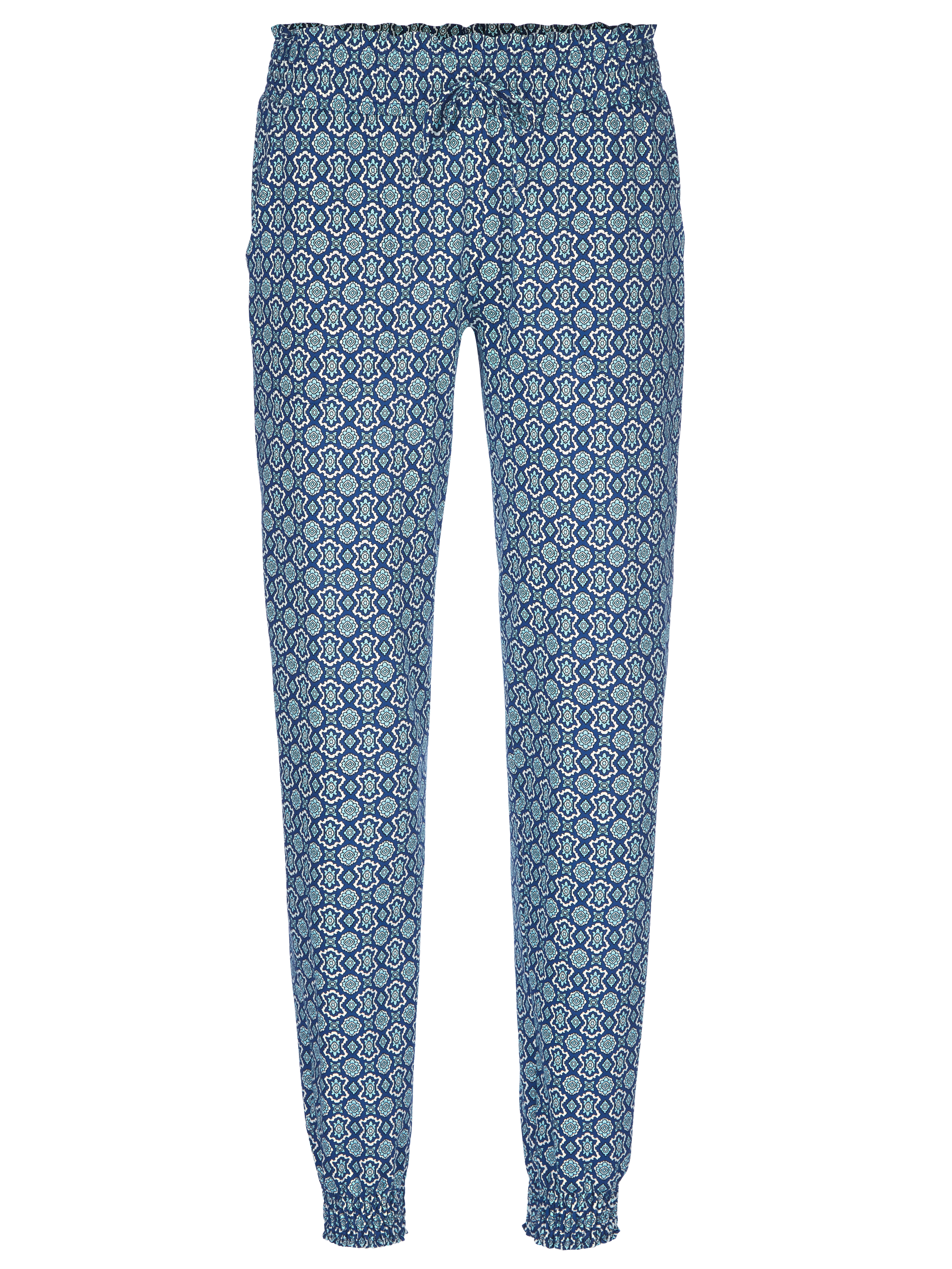 Damen-Lounge
  Hose im Allover Minimal Print aus Baumwolle mit Bund