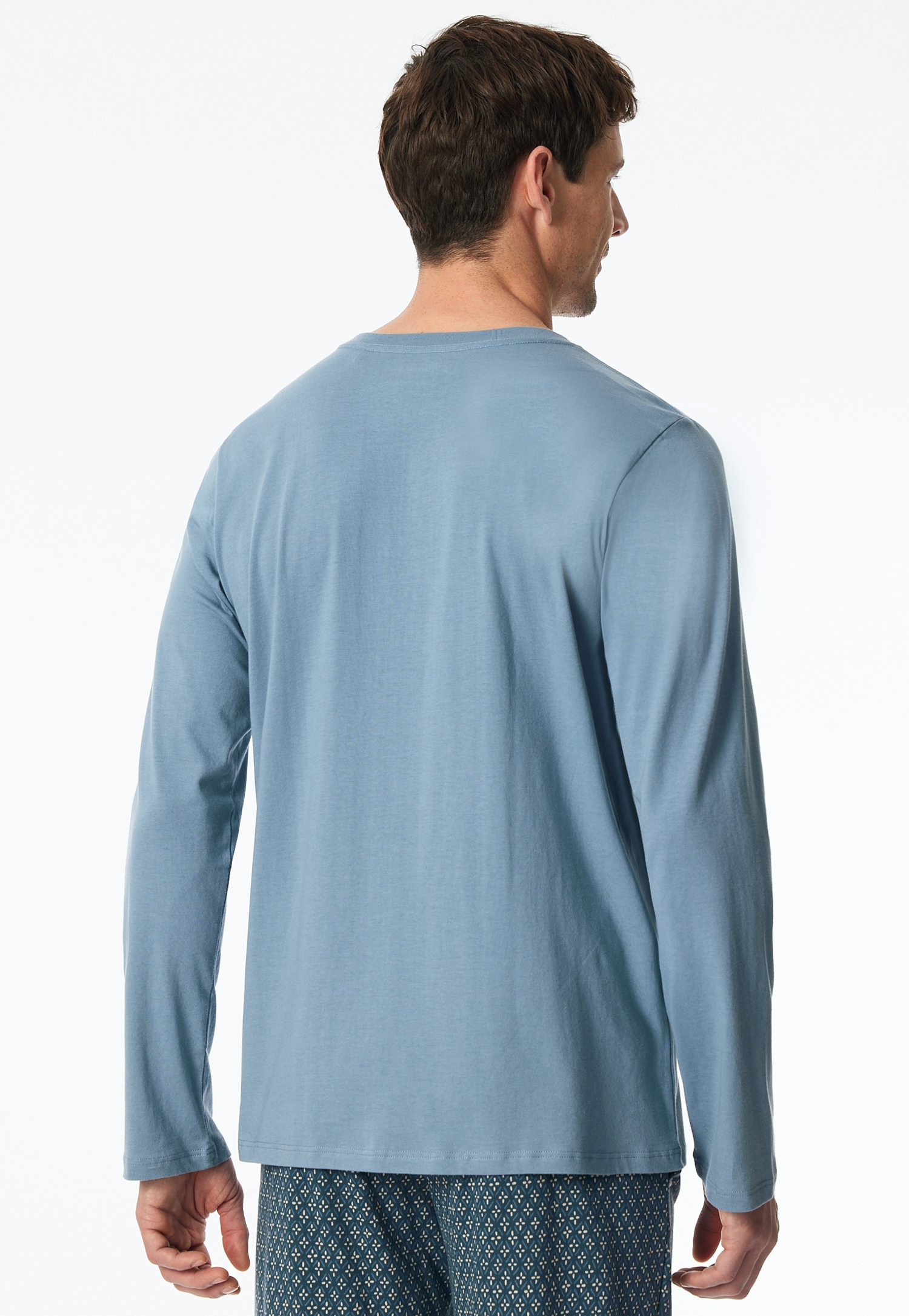 unifarbenes Herren Lounge-Shirt aus reinem Baumwoll-Jersey