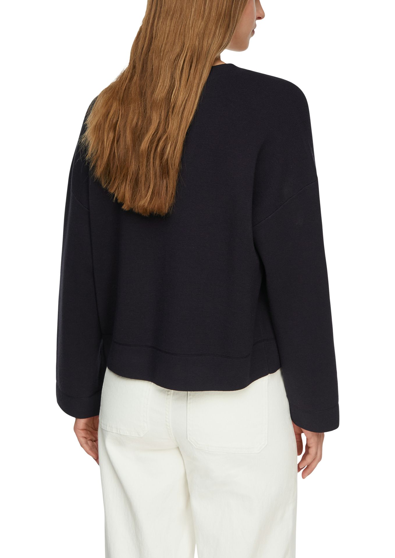 modisch kurze uni Strickjacke aus Viskose-Mix