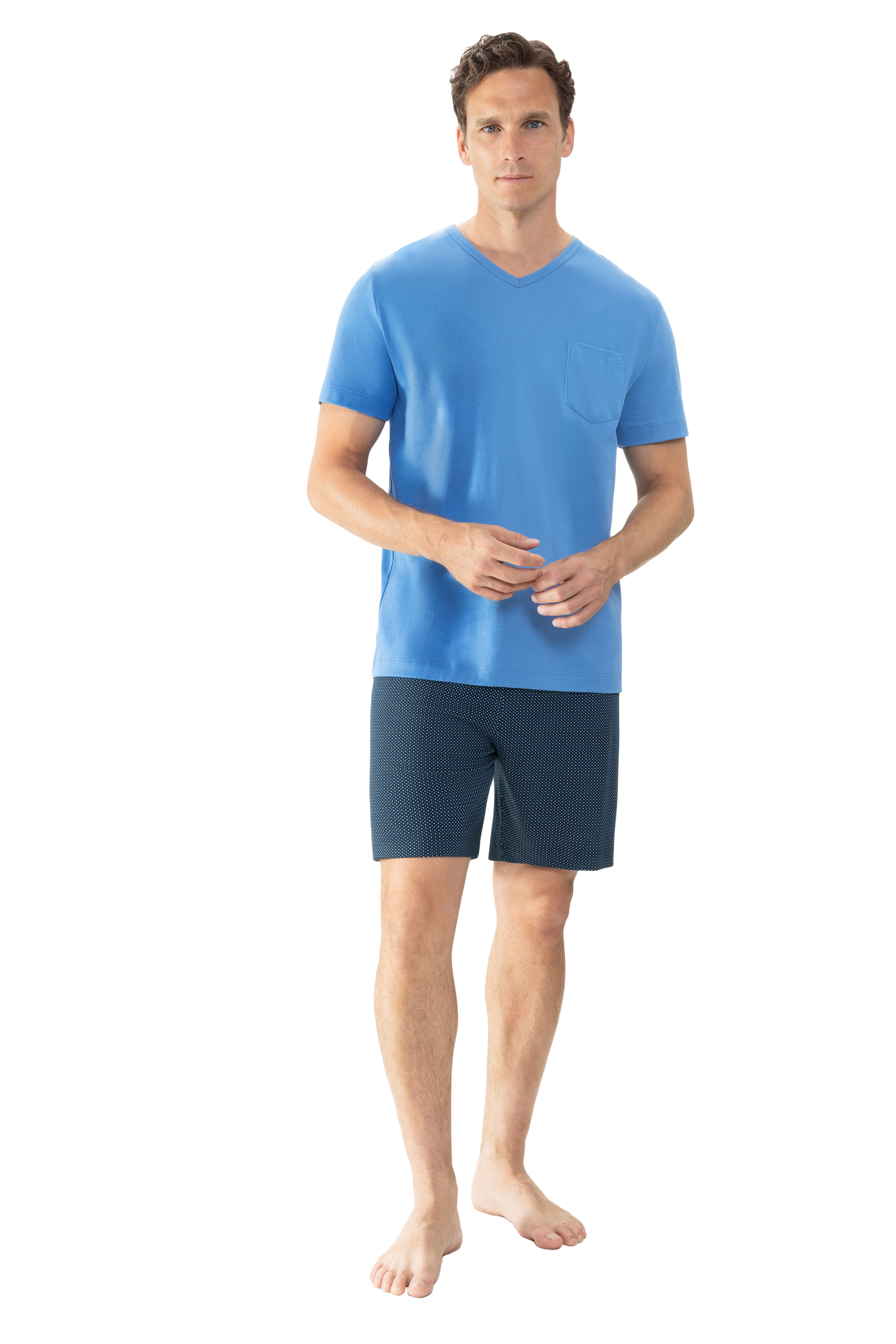 kurzer Herren-Schlafanzug  aus Baumwoll-Jersey
