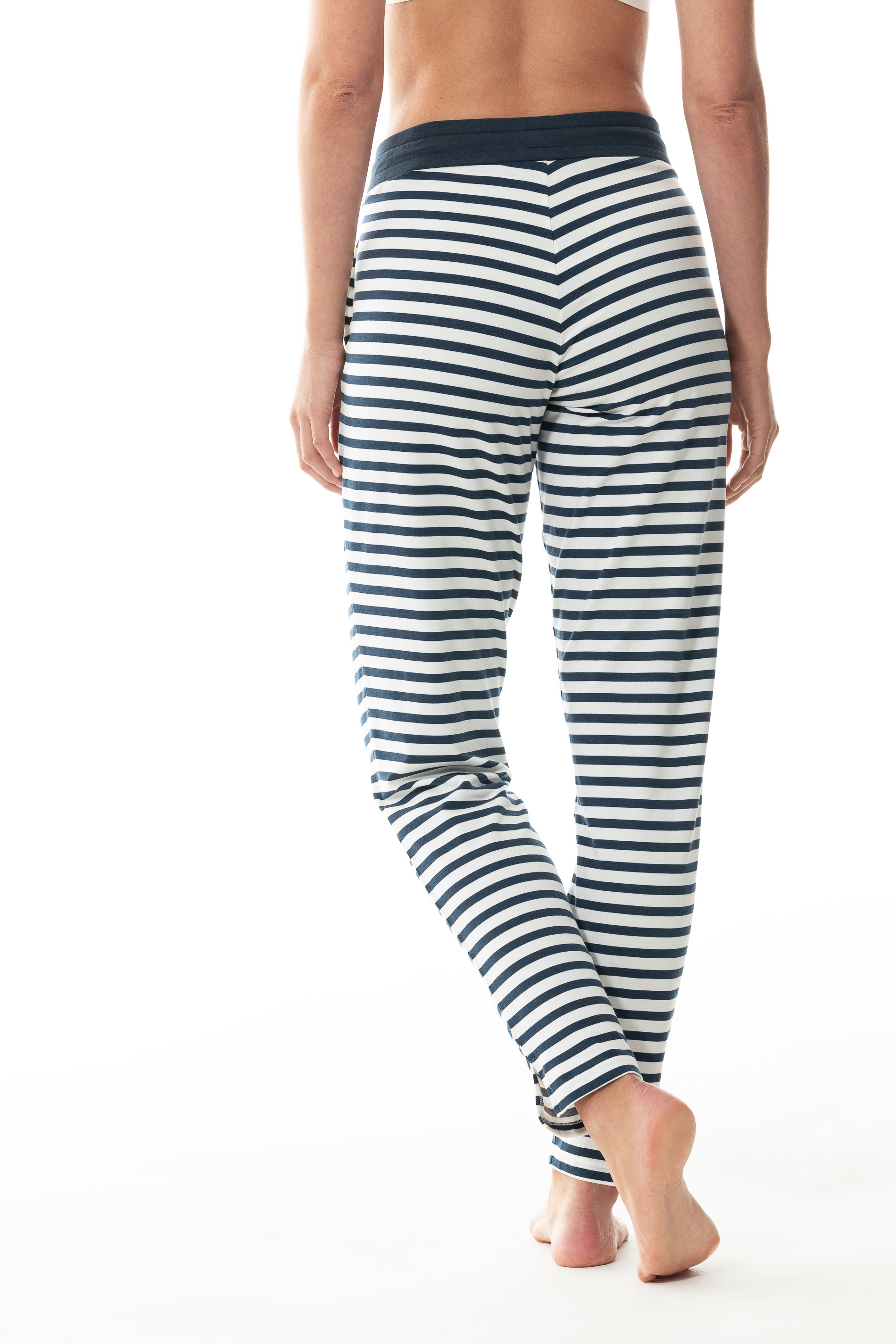 geringelte Damen Sleepwear-Hose aus Baumwoll-Jersey mit Taschen