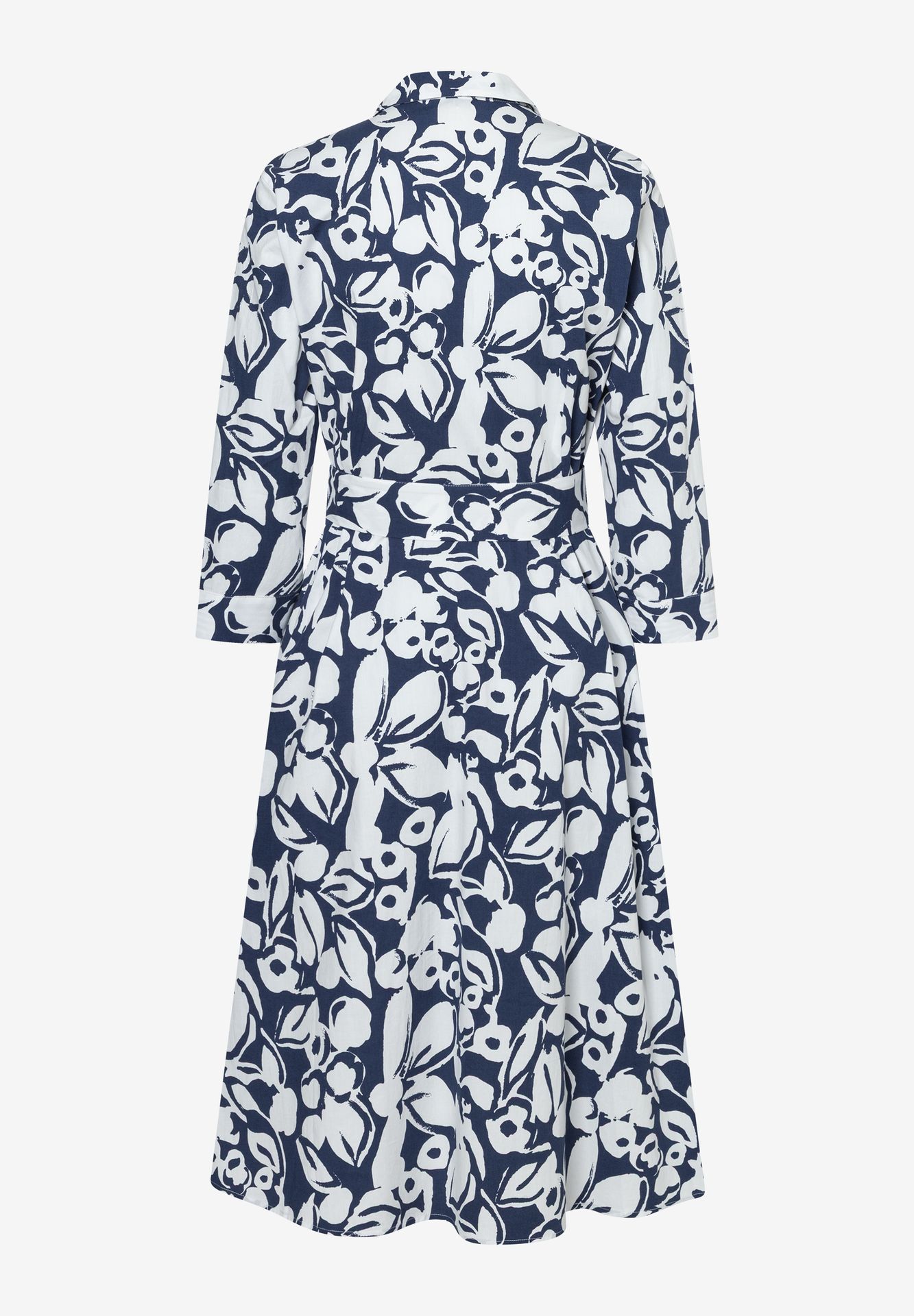 Hemdblusenkleid mit großflächigem Allover-Print aus Baumwoll-Elasthan