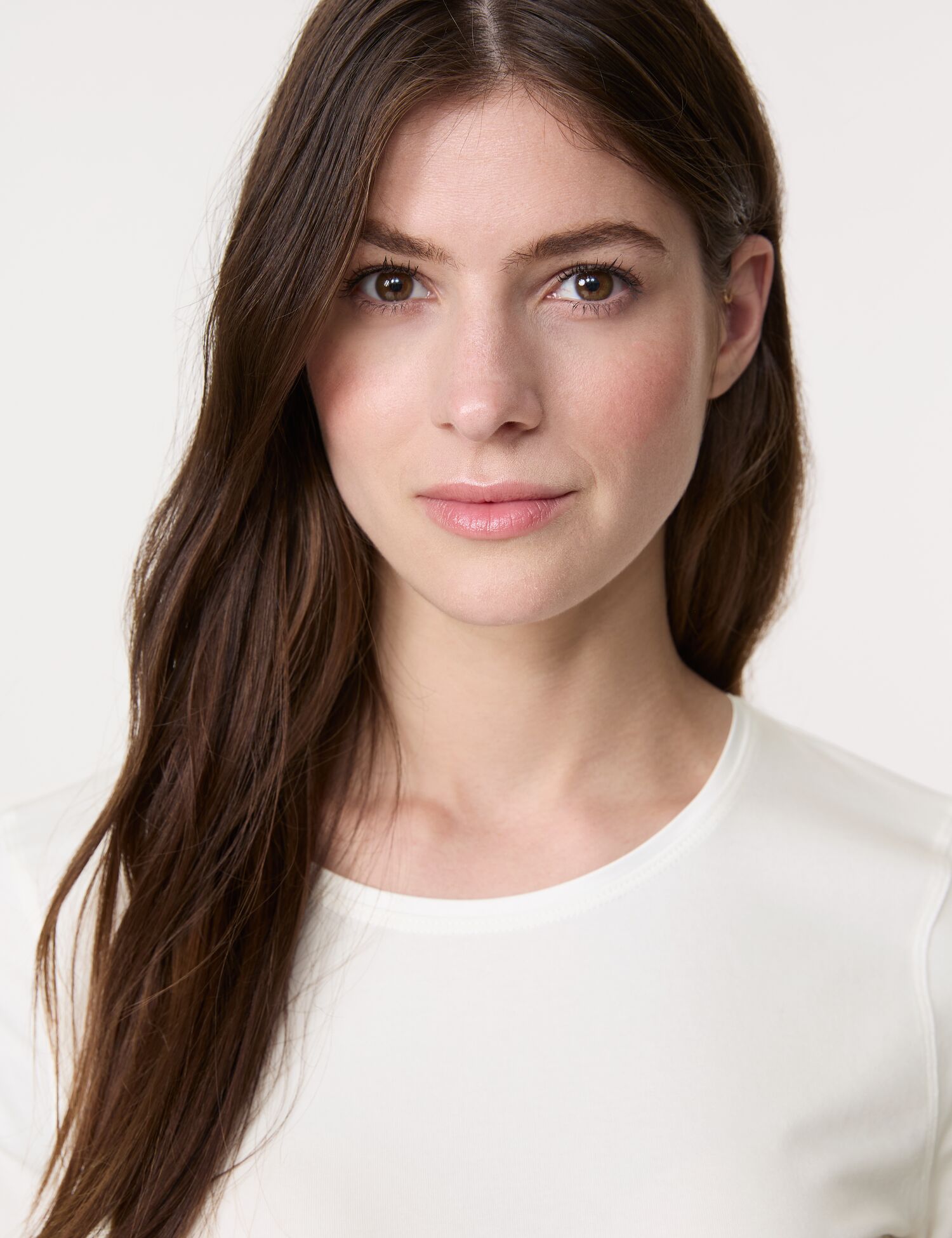 uni Basic-T-Shirt mit Satinblende aus elastischem Baumwoll-Jersey