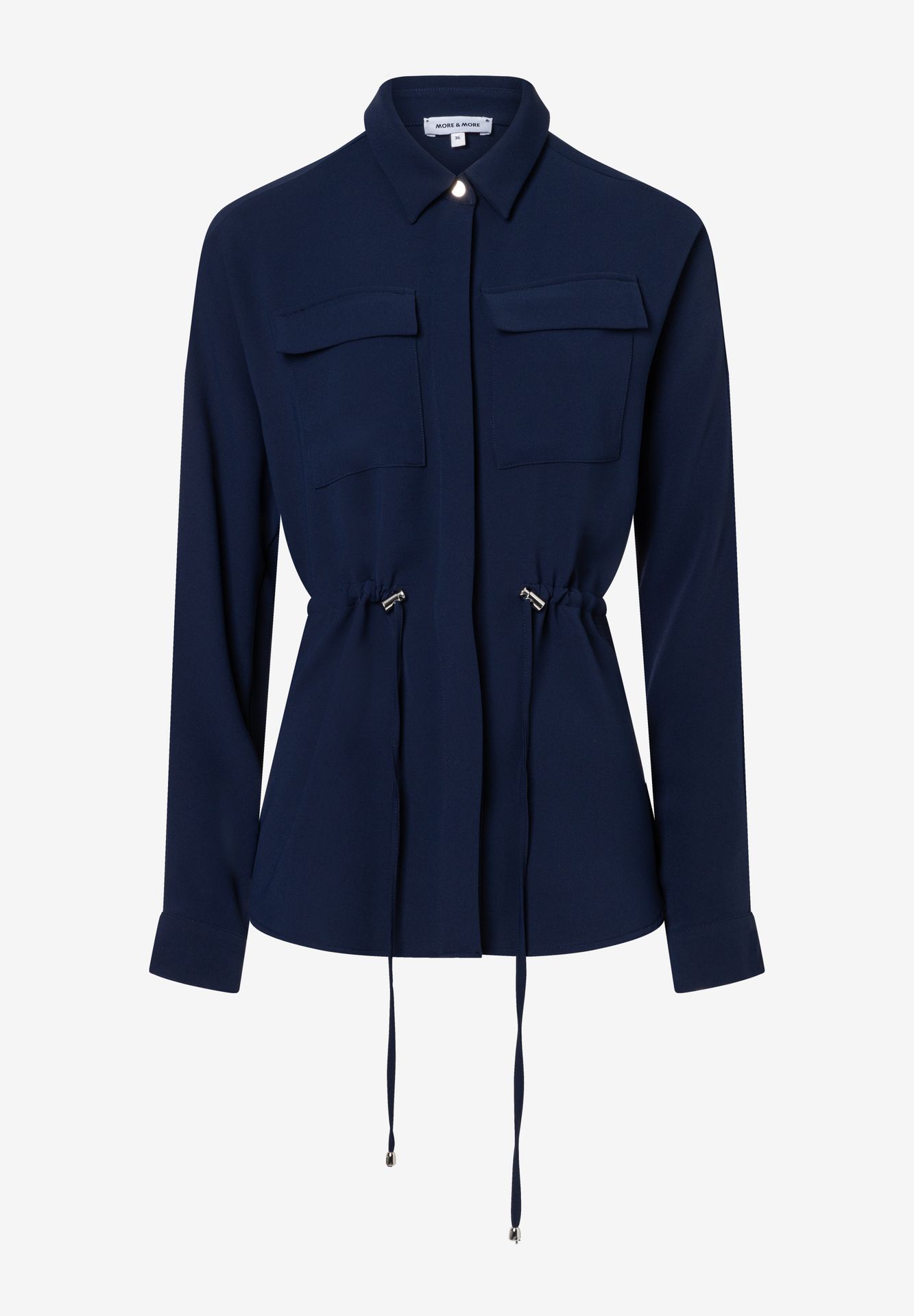 pflegeleichte legere Blusenjacke mit Taillen-Band aus fließendem Material