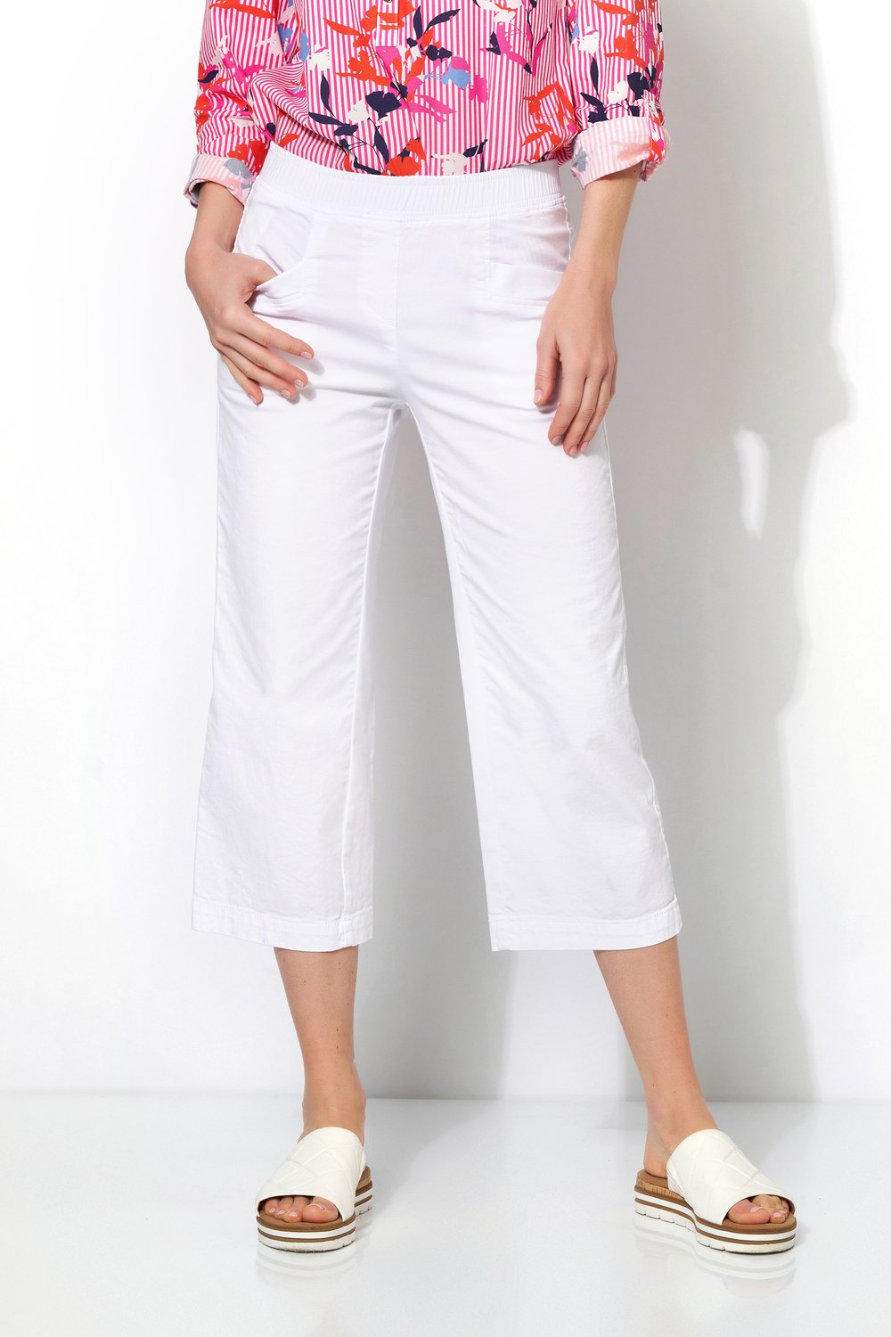 verkürzte Baumwoll-Hose mit modisch weitem Bein "Sue Wide 3/4"