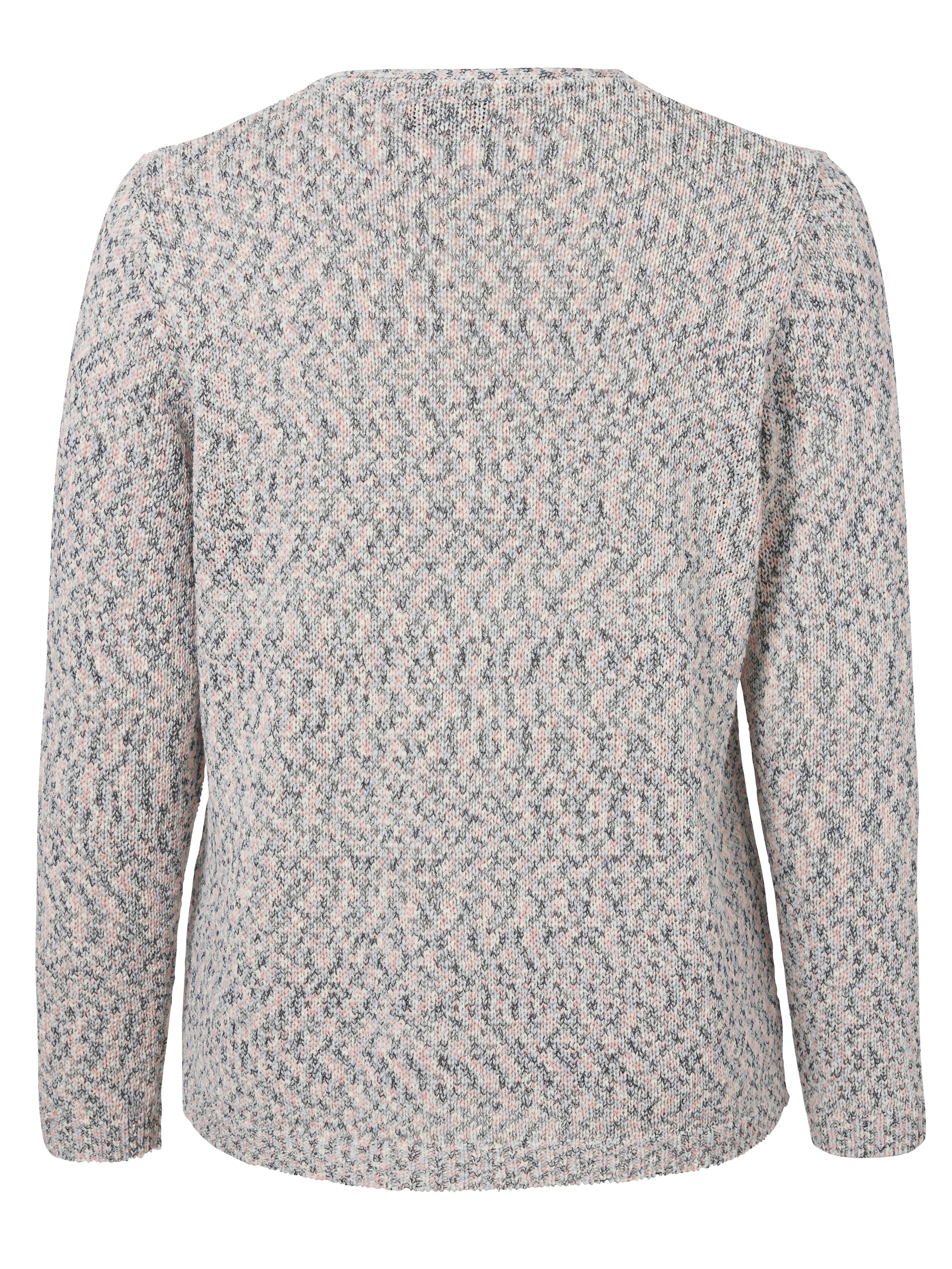 langer Baumwoll-Mix-Pullover aus meliertem Strick