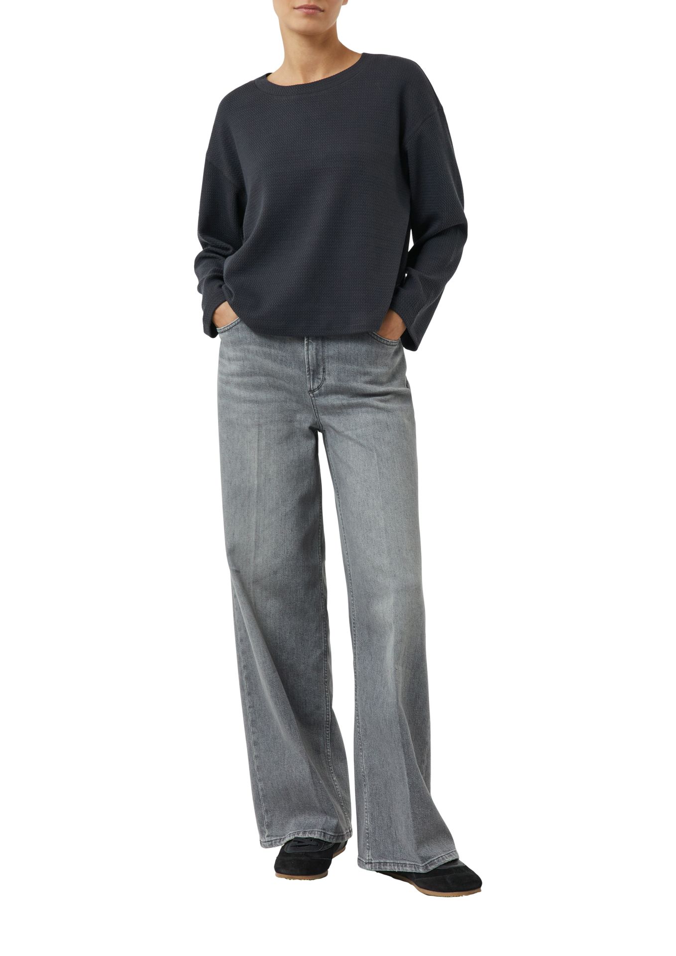 modisch verkürztes Sweatshirt aus strukturiertem Jersey