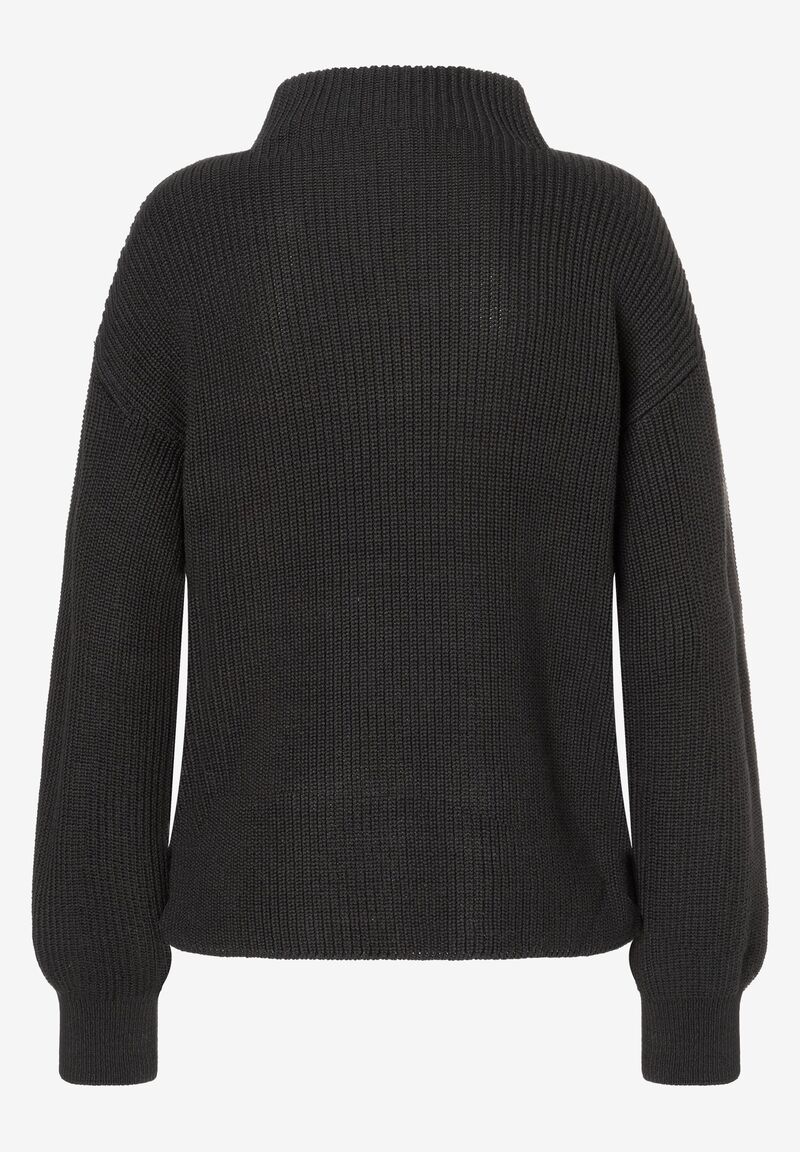 lässiger Rippstrick-Pullover in Perlfang-Optik aus Baumwoll-Mix