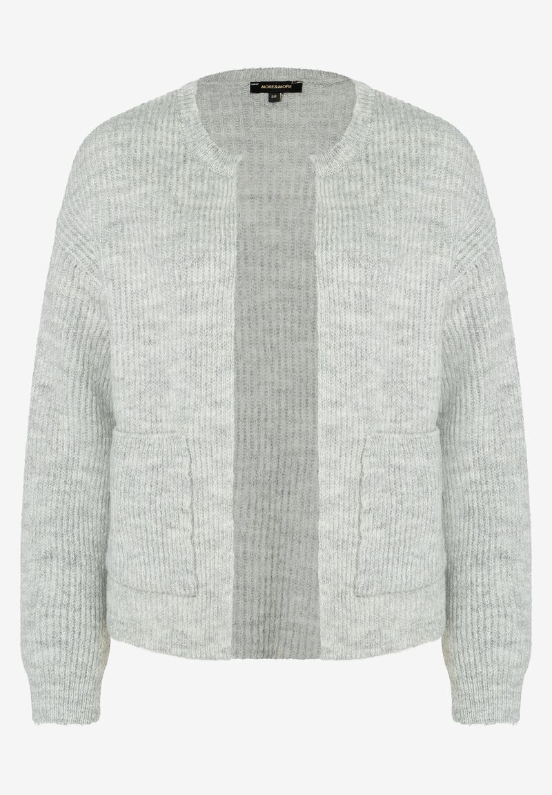 flauschig-weiche Rippstrick-jacke mit offener Front