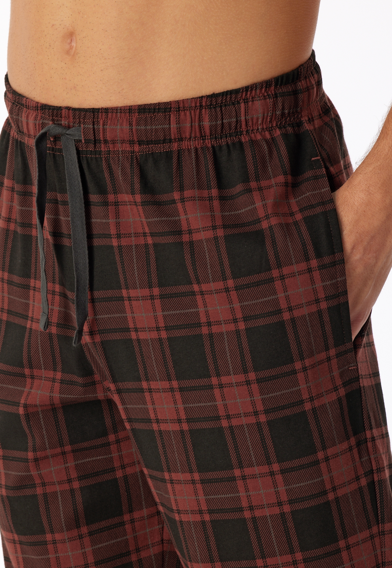 lange Herren-Night-Pants mit Karo-Muster aus Organic-Cotton