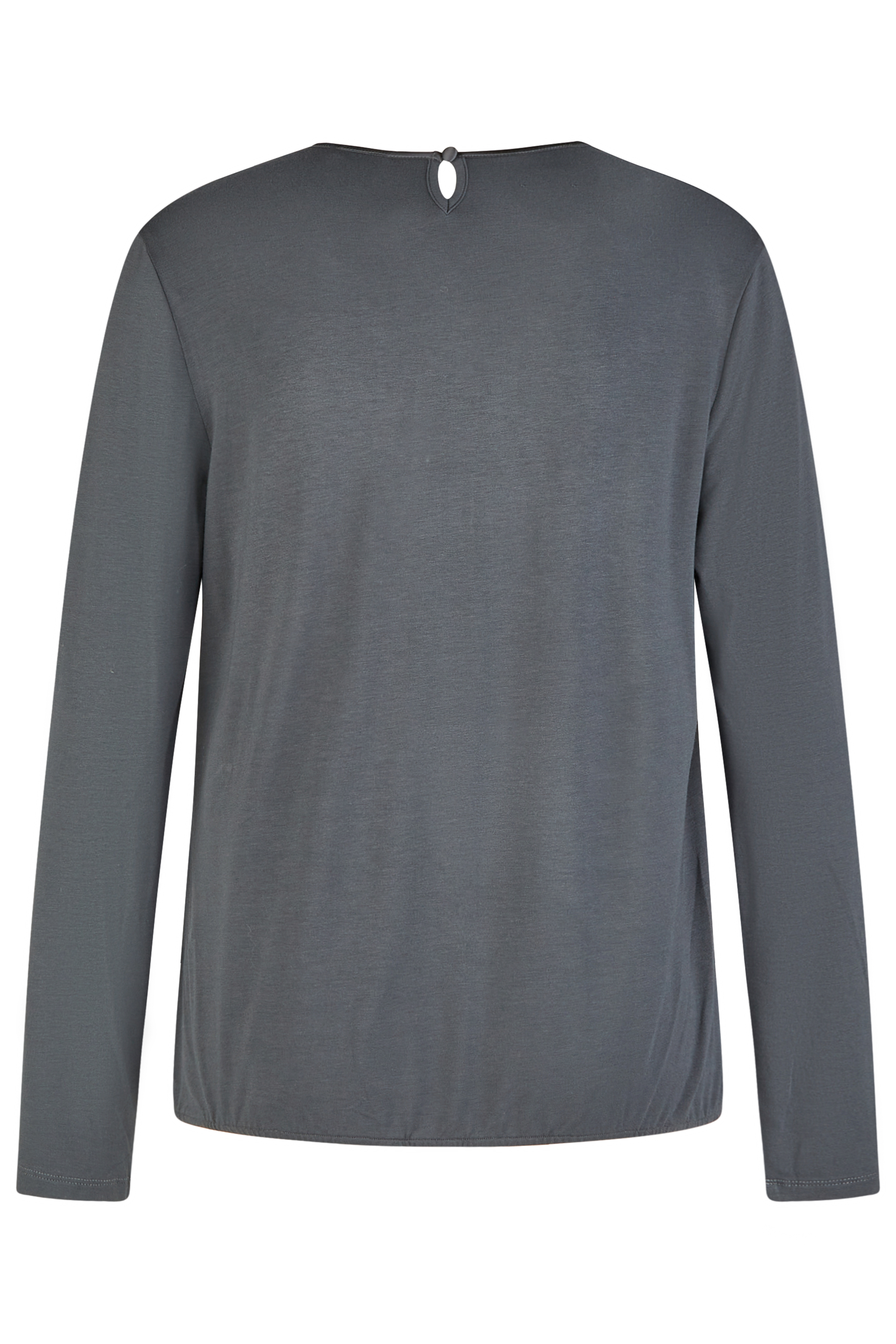 unifarbenes Langarm-Shirt mit Blusenfront aus Viskose-Satin