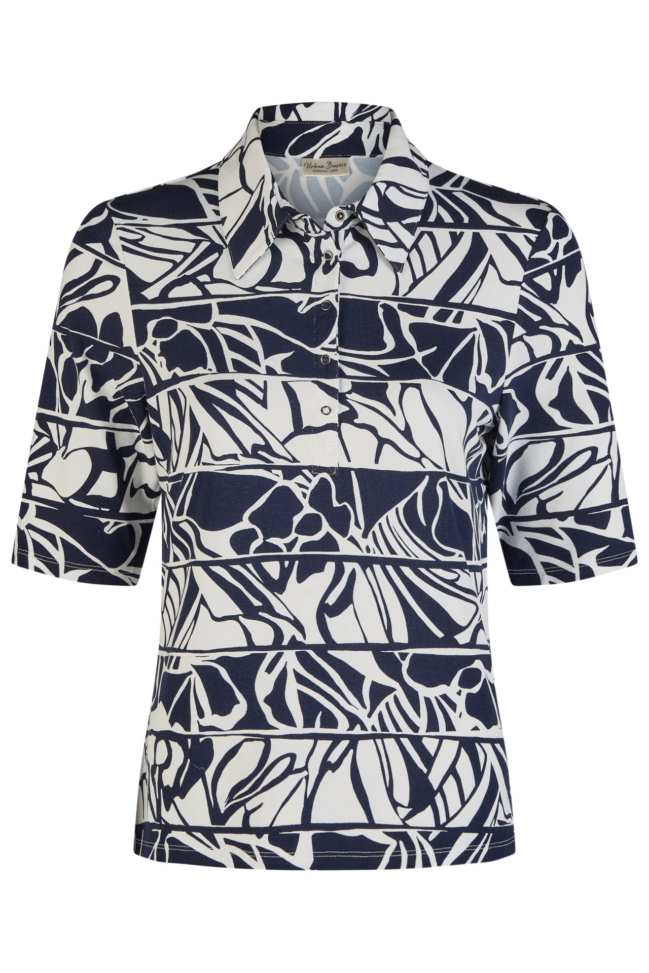 feminines Polo-Shirt mit graphischem Allover-Print