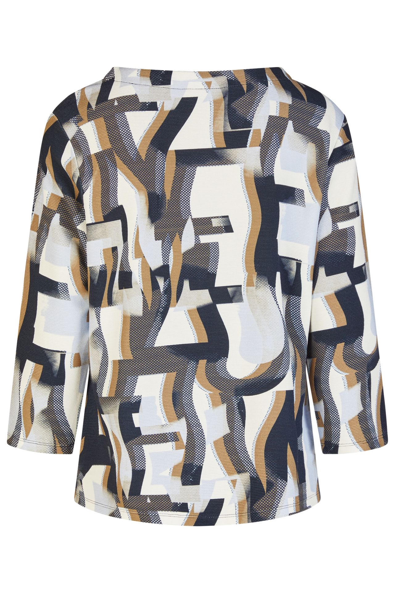3/4 Arm-Shirts mit graphischem Allover-Druck aus Viskose-Mix