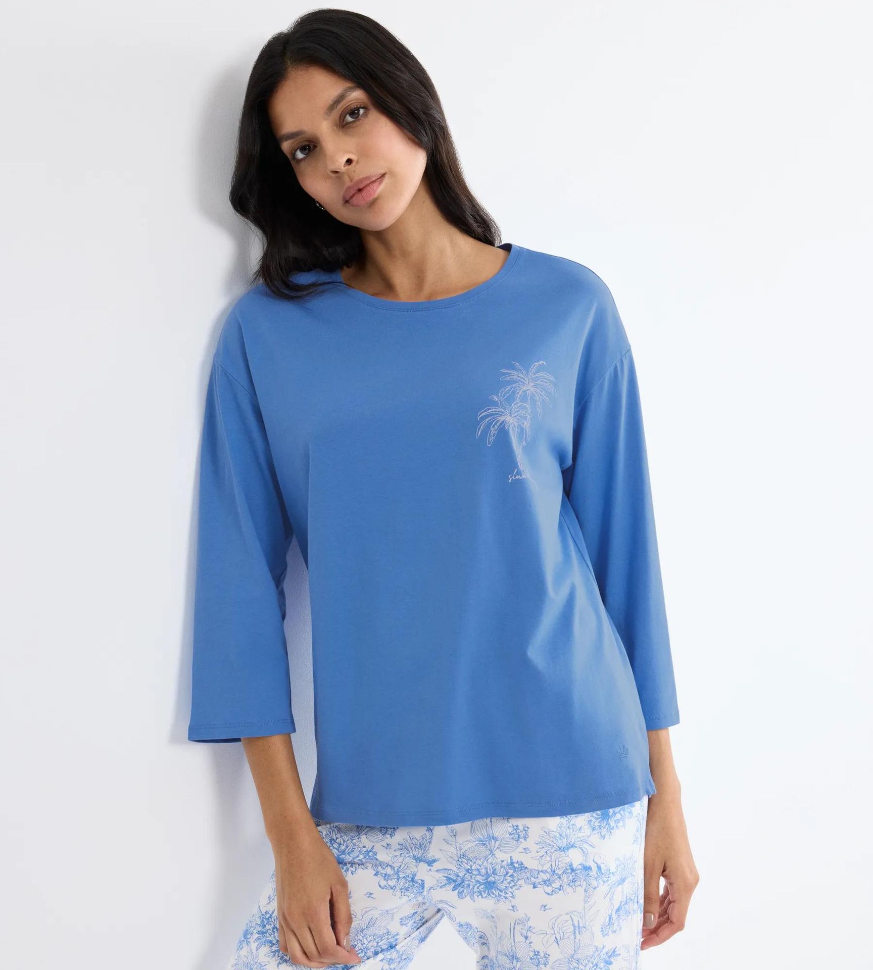 uni Sleepwear-Shirt "Mix & Match Top 7/8 X" aus reinem Baumwoll-Jersey
