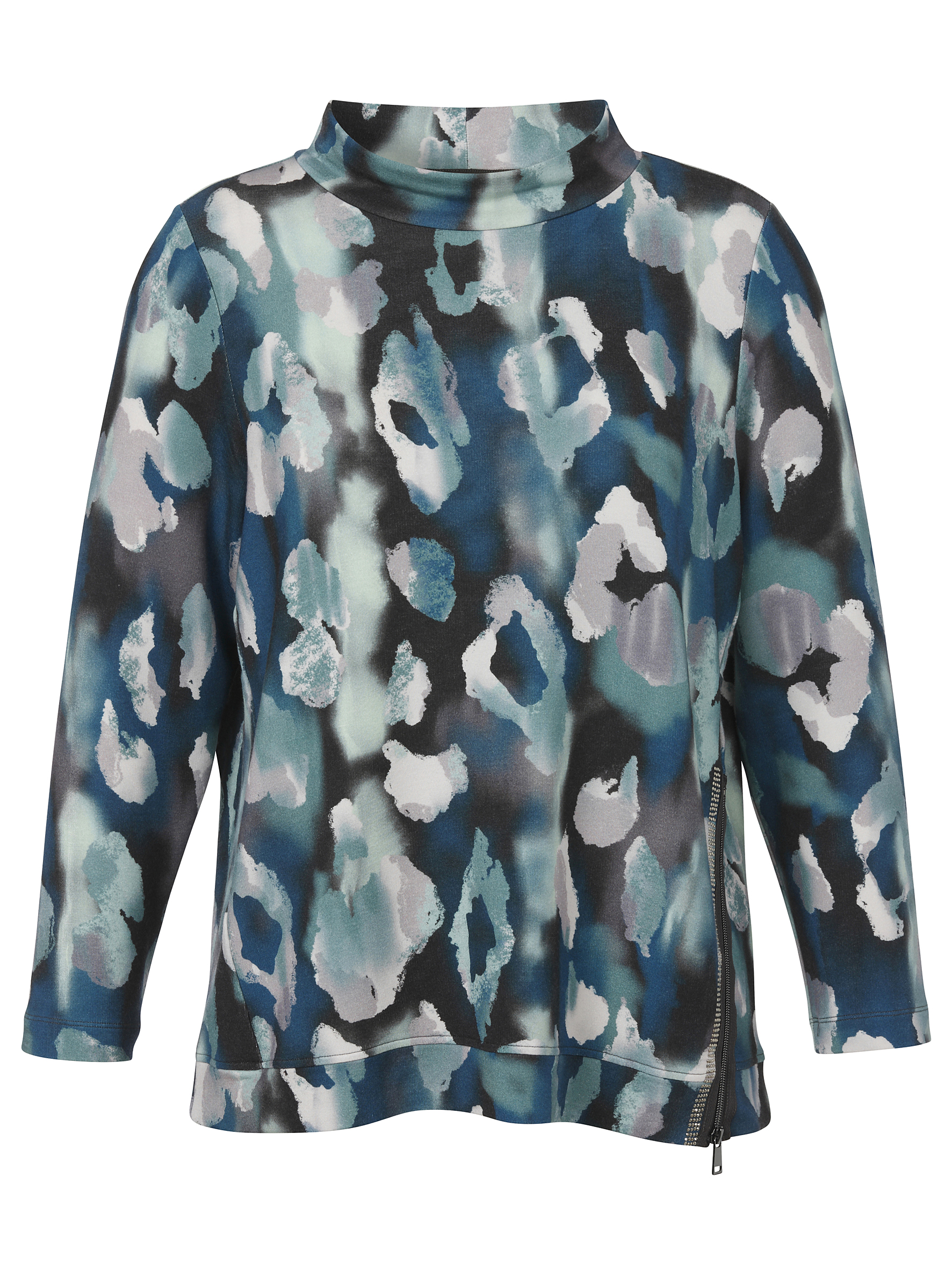gemustertes Sweatshirt mit seitl. RV