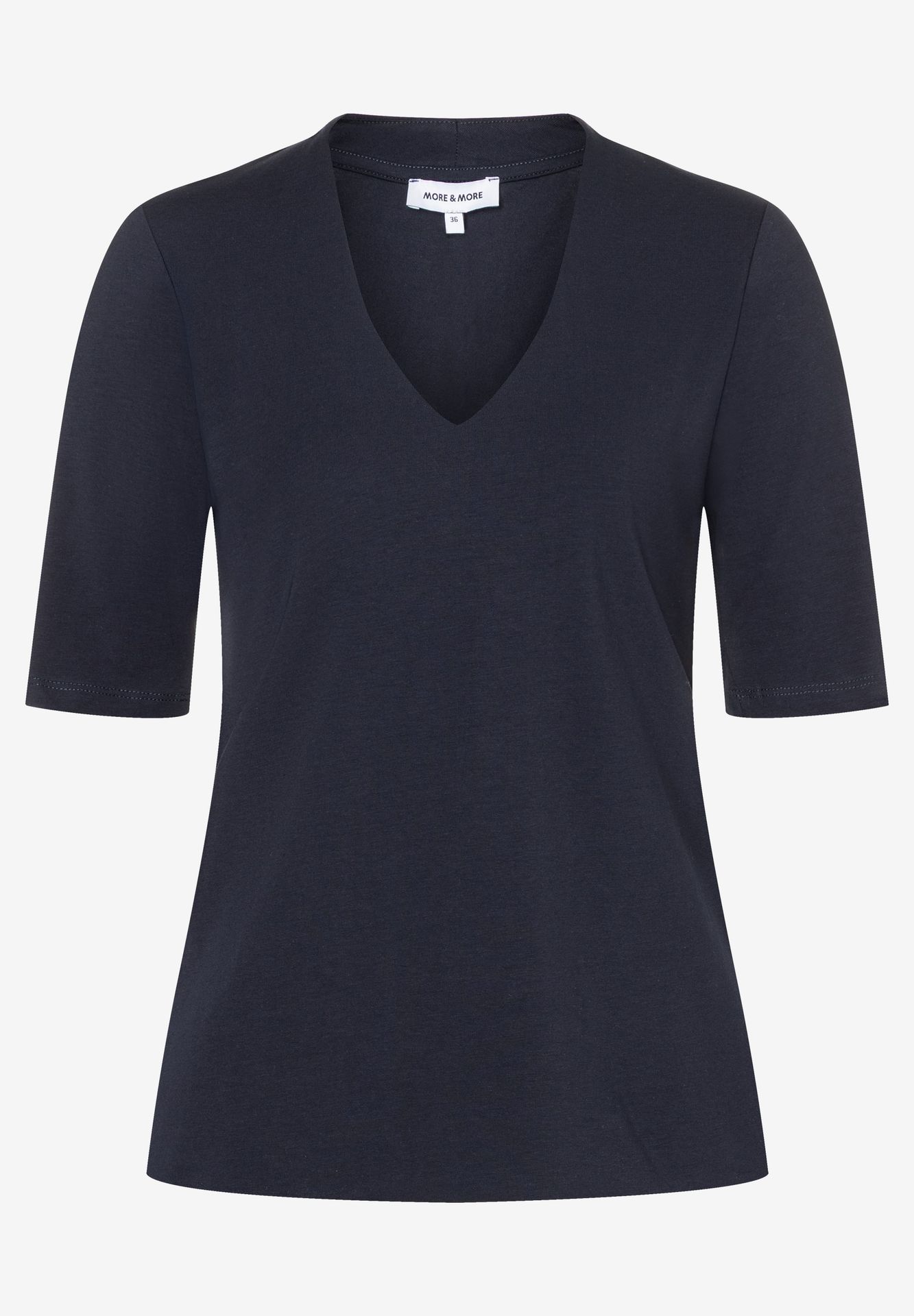 edles uni Basic-T-Shirt mit gedoppelter Front aus Baumwoll-Jersey