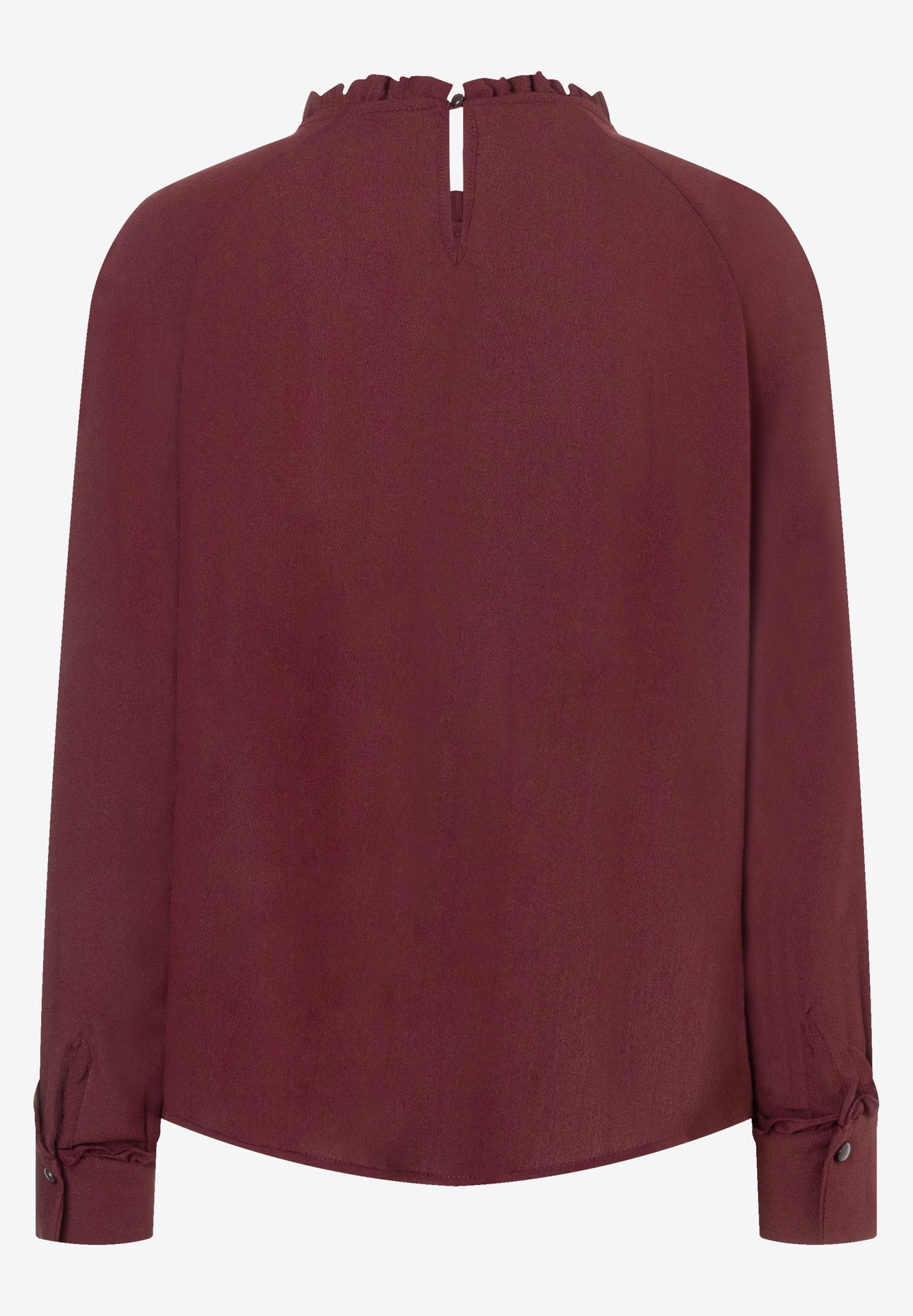 elegante Schlupf-Bluse mit gerüschtem Stehkragen aus Viskose-Crêpe