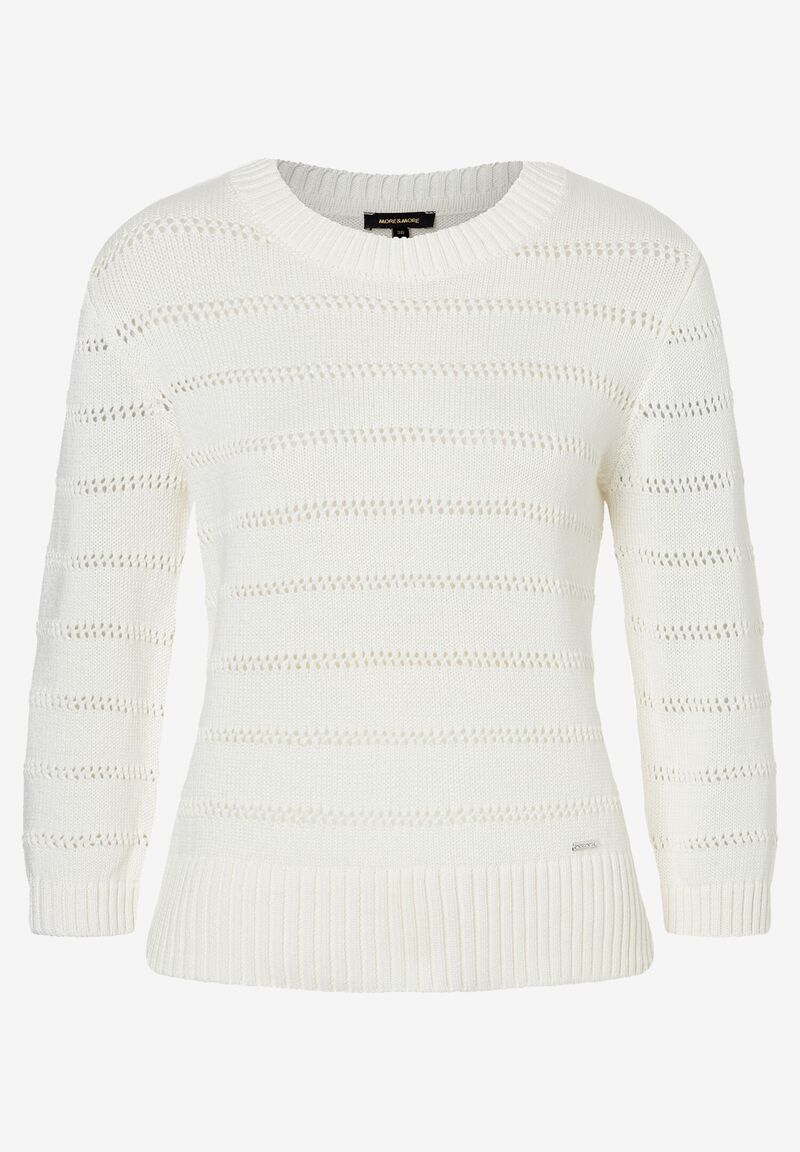 luftiger Ajour-Strick-Pullover aus Baumwoll-Mix