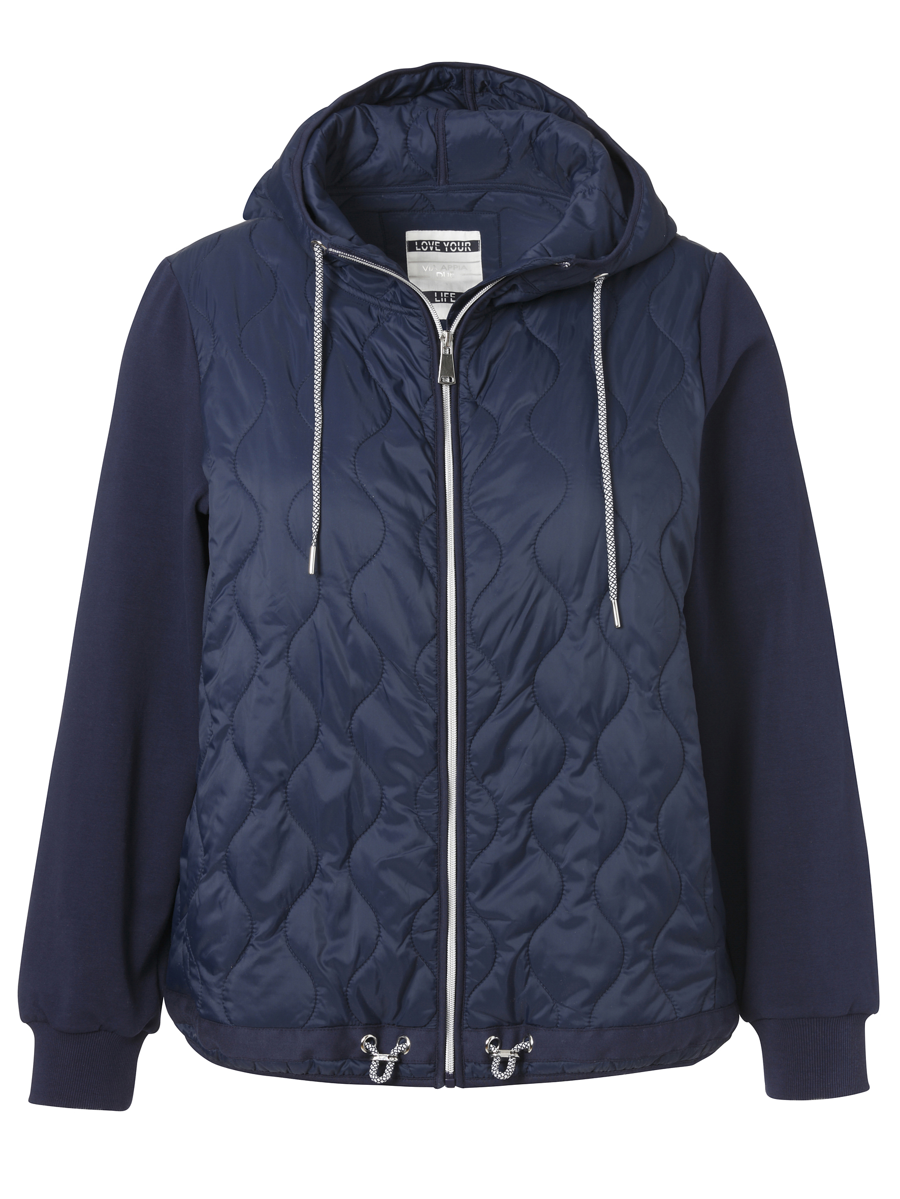 Sweat-Jacke mit gesteppter Front aus Baumwoll-Mix mit Kapuze