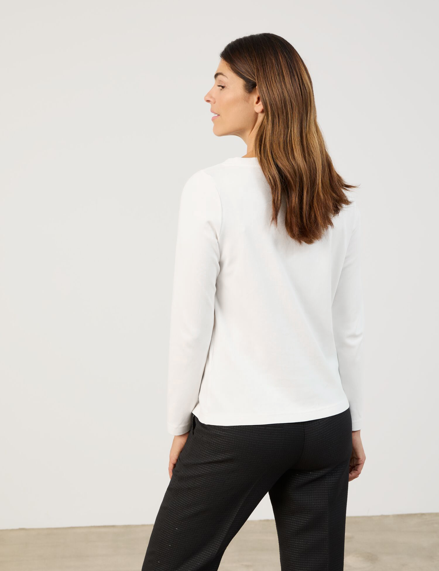 Langarmshirt mit Frontprint und Pailletten