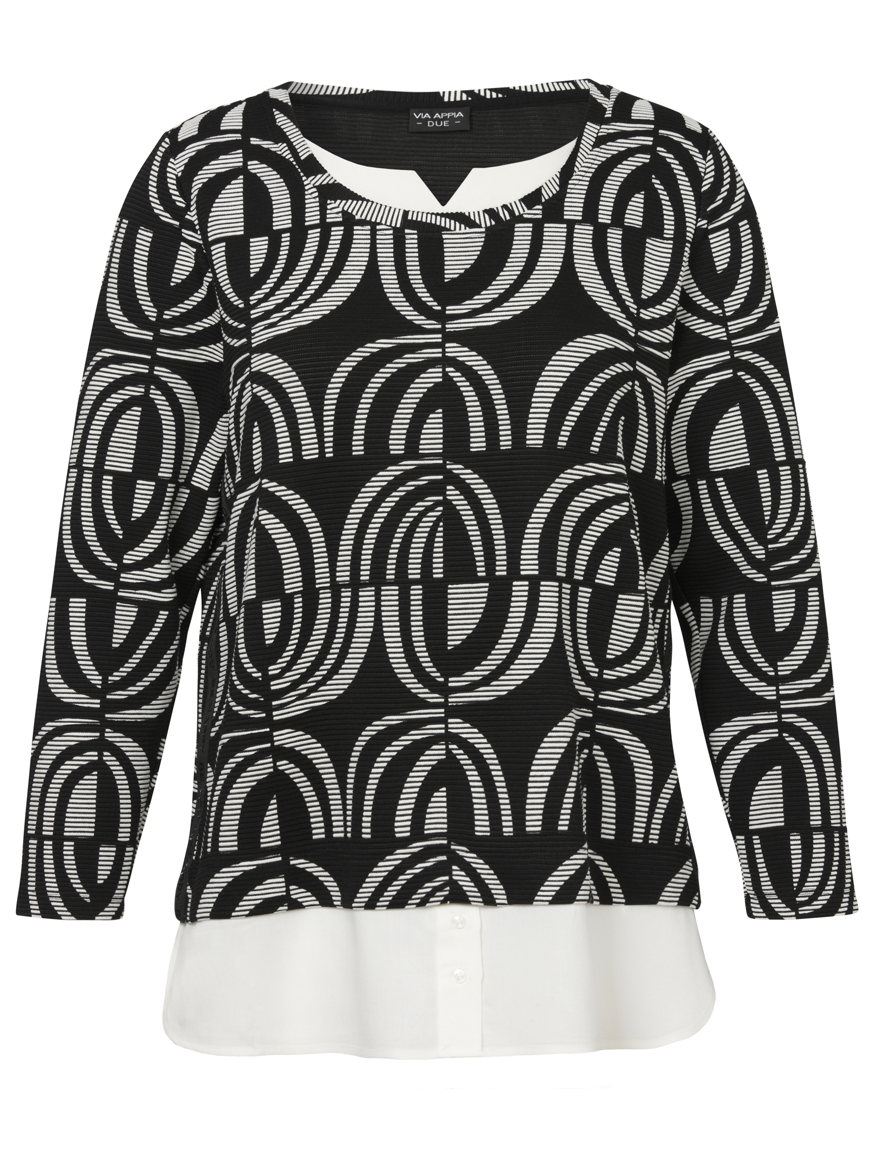 Sweatshirt mit graphischem Druck und Bluseneinsatz aus Viskose-Mix