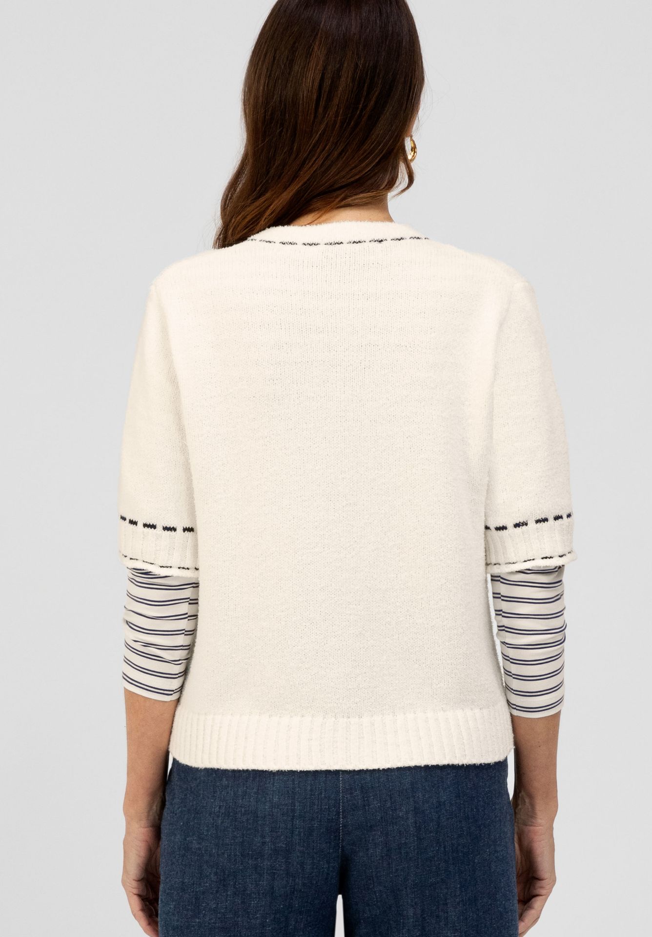 1/2-Arm-Strickjacke im Chanel-Stil "RENE" aus Baumwoll-Mix