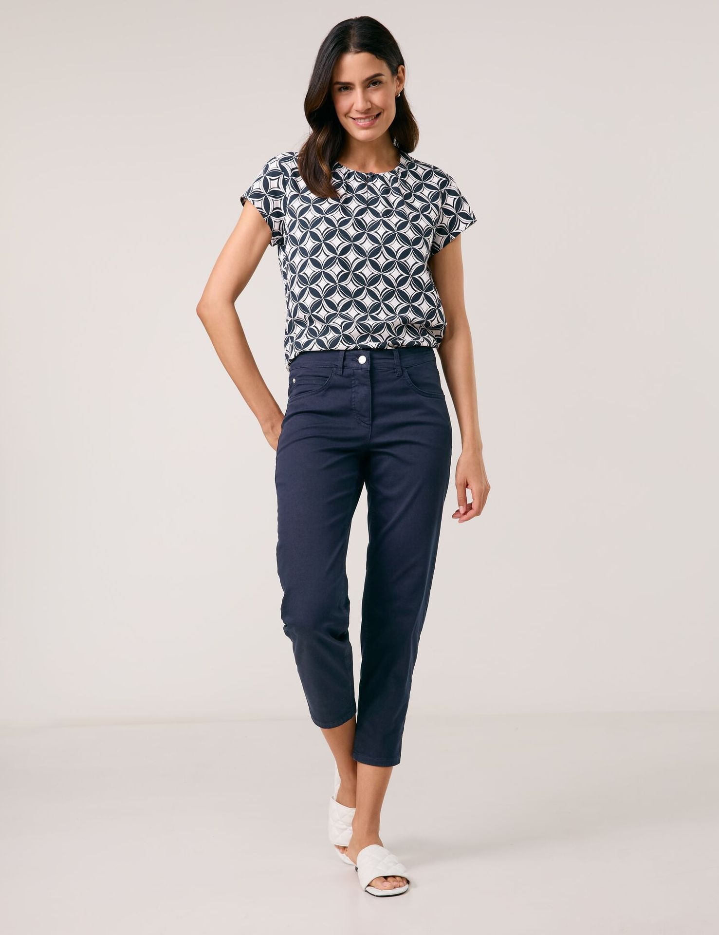 5-Pocket Denim-Stretch-Jeans in 3/4 Länge
